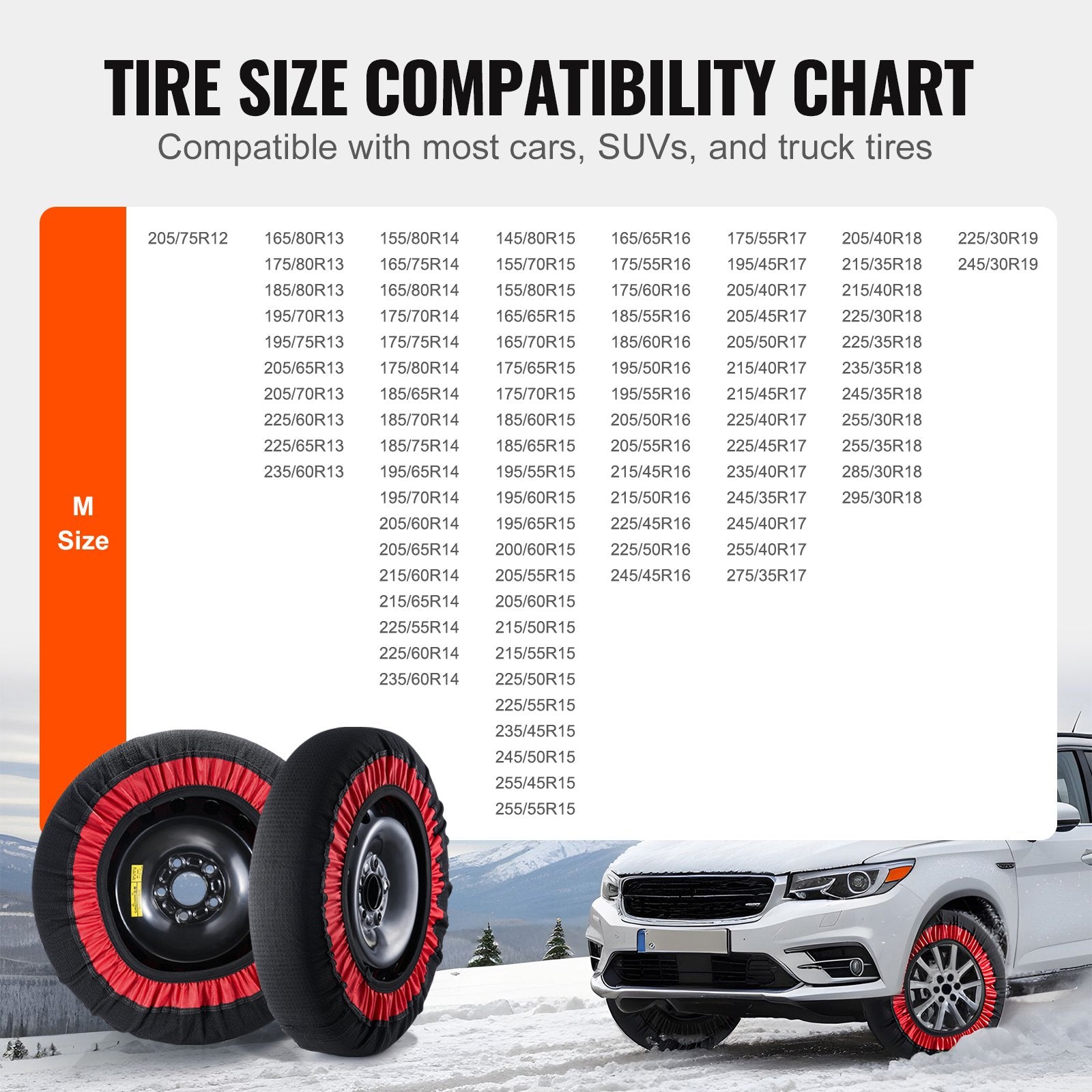 Extra Large Polyester Snow Socks for Tires with Elastic Straps - Enhanced Traction & Grip for Cars, SUVs, Pickups, Trucks - Easy Install, Cold Resistant (Pack of 2)