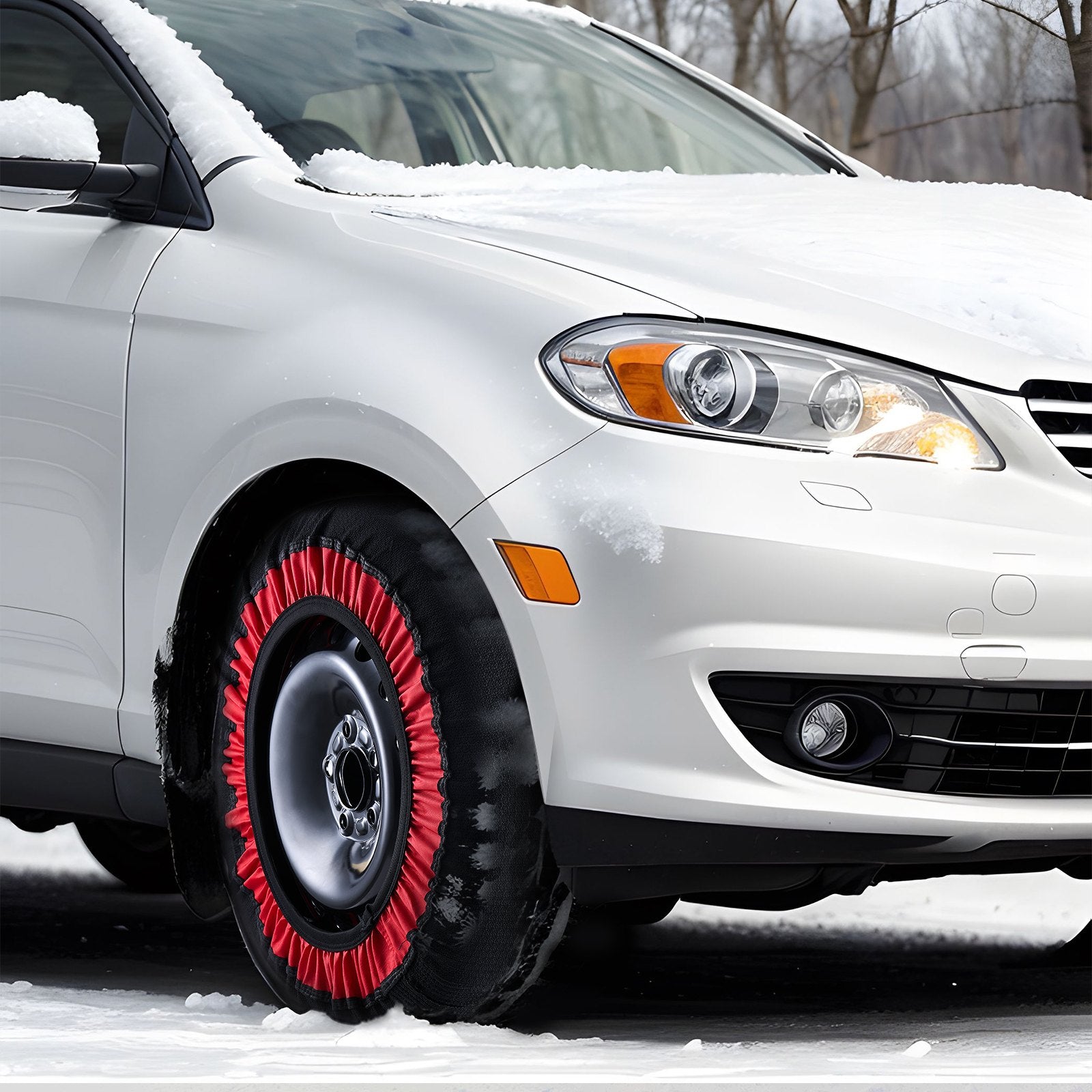 Extra Large Polyester Snow Socks for Tires with Elastic Straps - Enhanced Traction & Grip for Cars, SUVs, Pickups, Trucks - Easy Install, Cold Resistant (Pack of 2)
