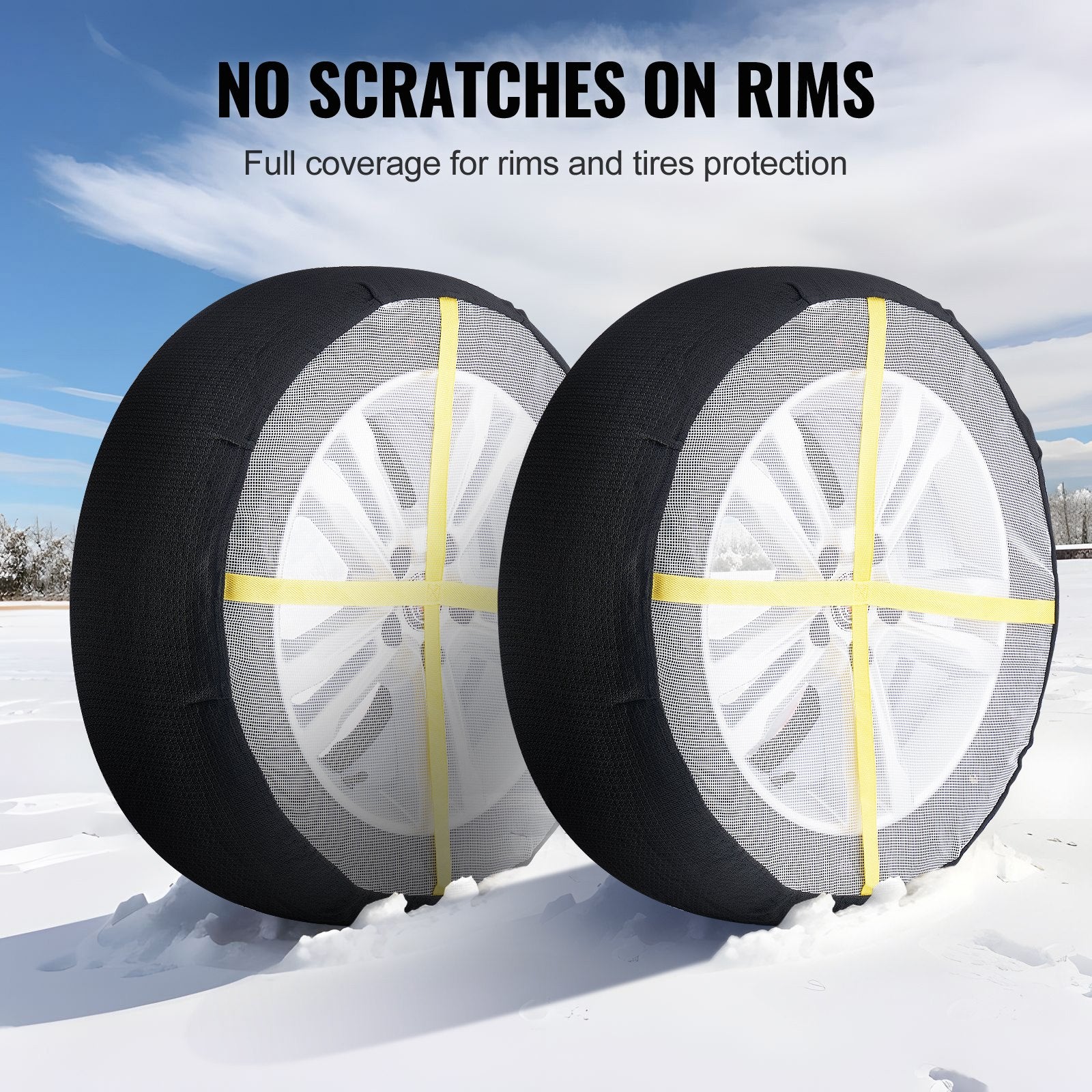 Enhanced Traction Snow Tire Socks - Full Coverage, Polyester Fiber, for Cars, SUVs, Pickups & Trucks, Easy Install, Large (2 Pack)