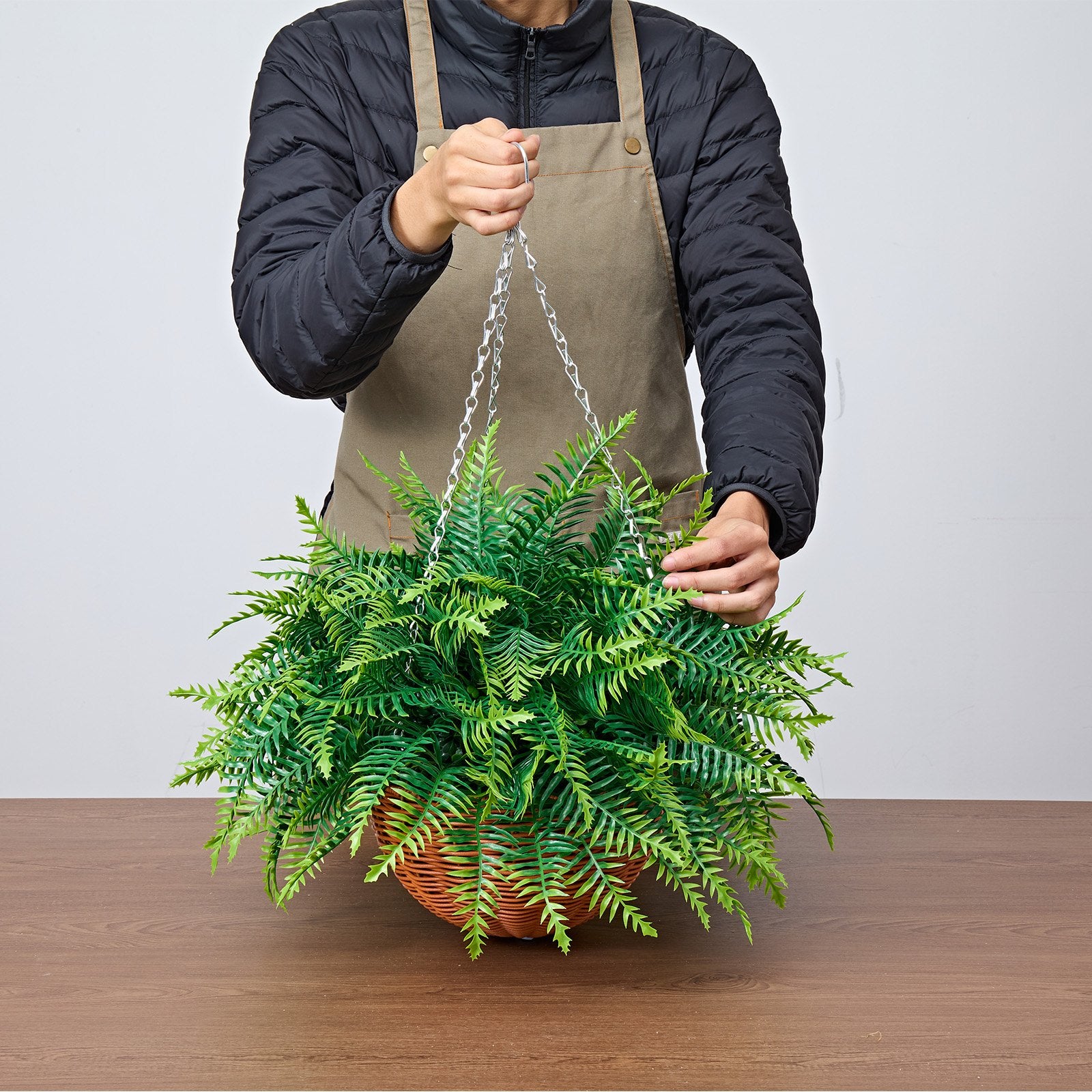 2-Pack Realistic Hanging Boston Fern Bushes - 23" Artificial Greenery for Indoor & Outdoor Decor, Weddings, Home & Office Spaces