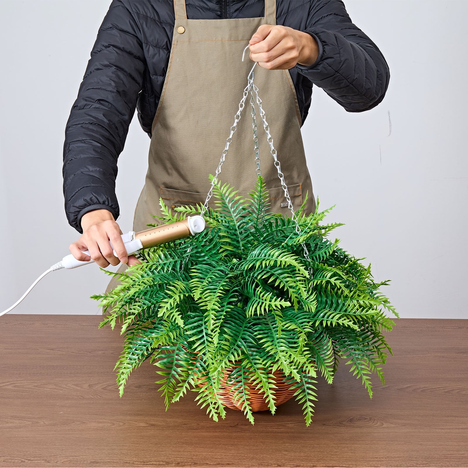 2-Pack Realistic Hanging Boston Fern Bushes - 23" Artificial Greenery for Indoor & Outdoor Decor, Weddings, Home & Office Spaces
