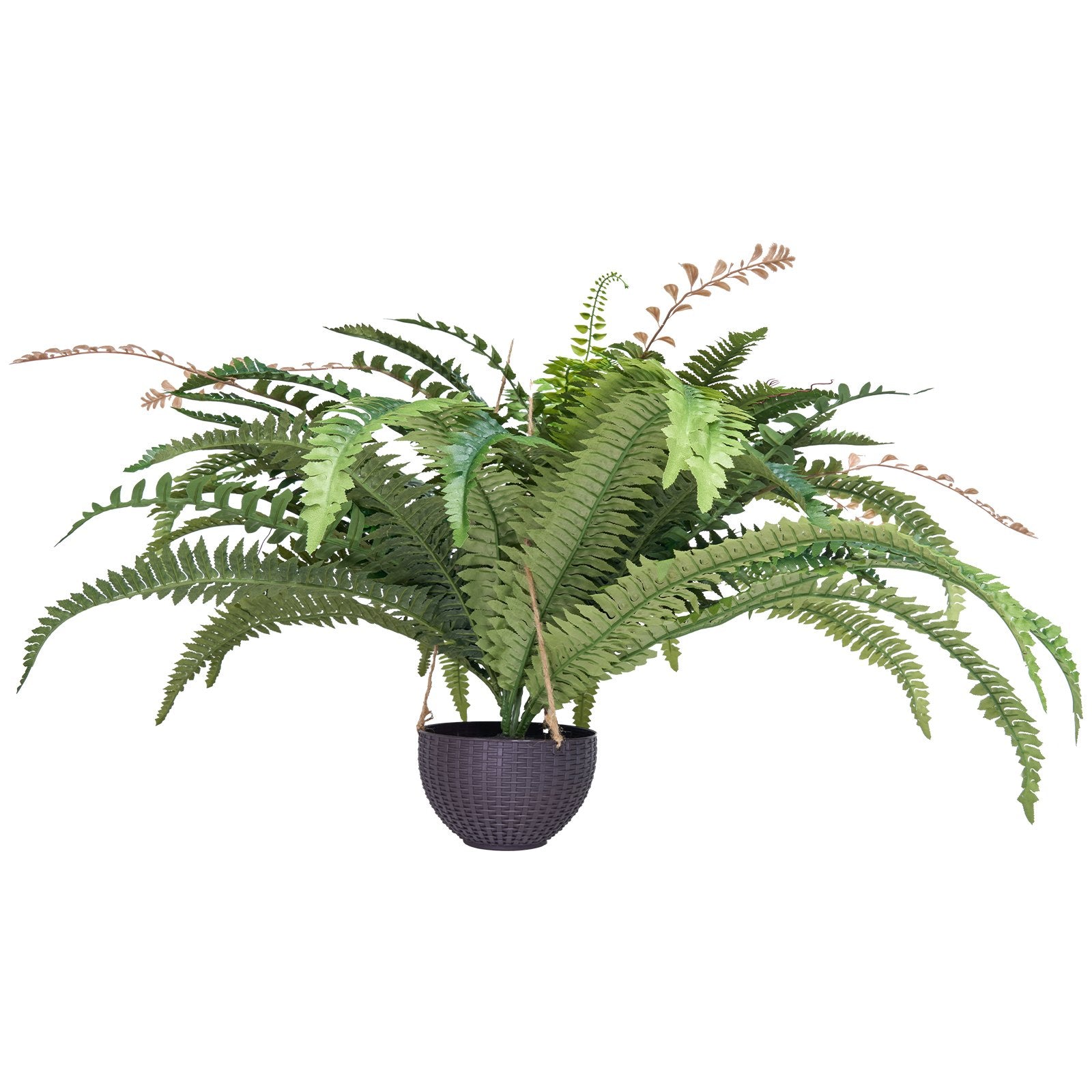Large Sunlight Resistant Artificial Ferns - 37-41 Inch Fake Boston Ferns with 80 Branches, Perfect Indoor Outdoor Home Office Decor with Flowerpot