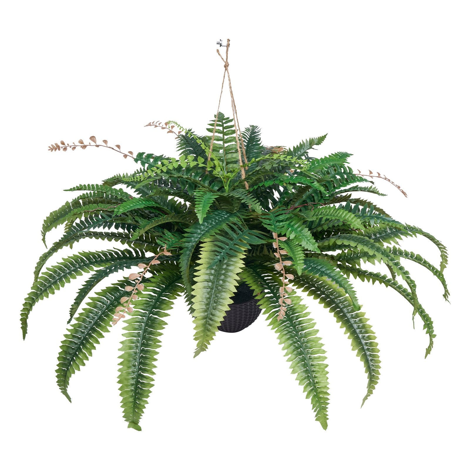 Large Sunlight Resistant Artificial Ferns - 37-41 Inch Fake Boston Ferns with 80 Branches, Perfect Indoor Outdoor Home Office Decor with Flowerpot