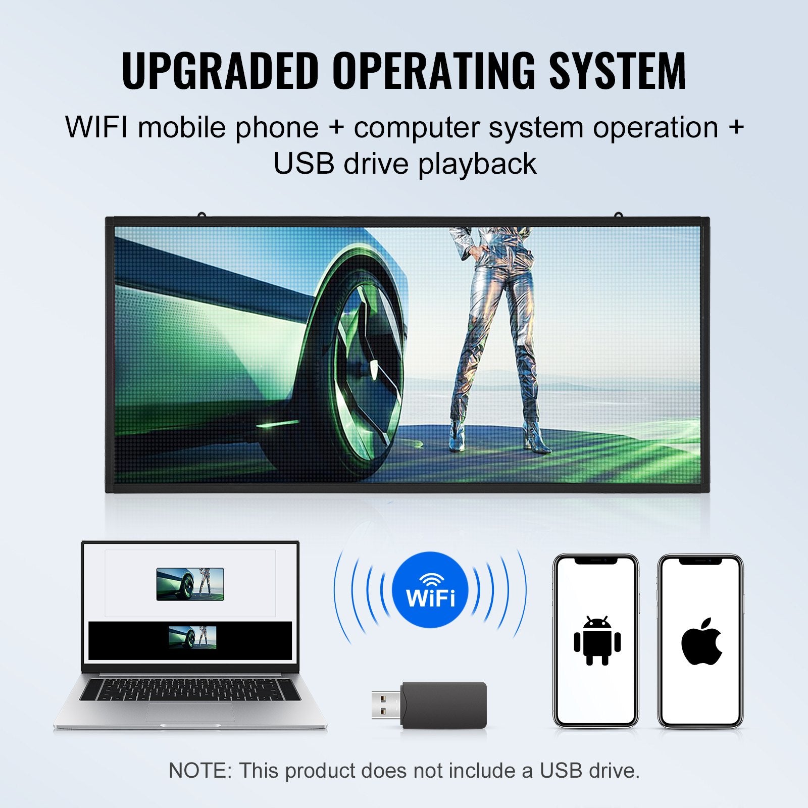 Customizable LED Display Board - P5 Full Color Scrolling Sign with WiFi/USB Control for Business, Store, Bar, Party Advertising 27"x14"