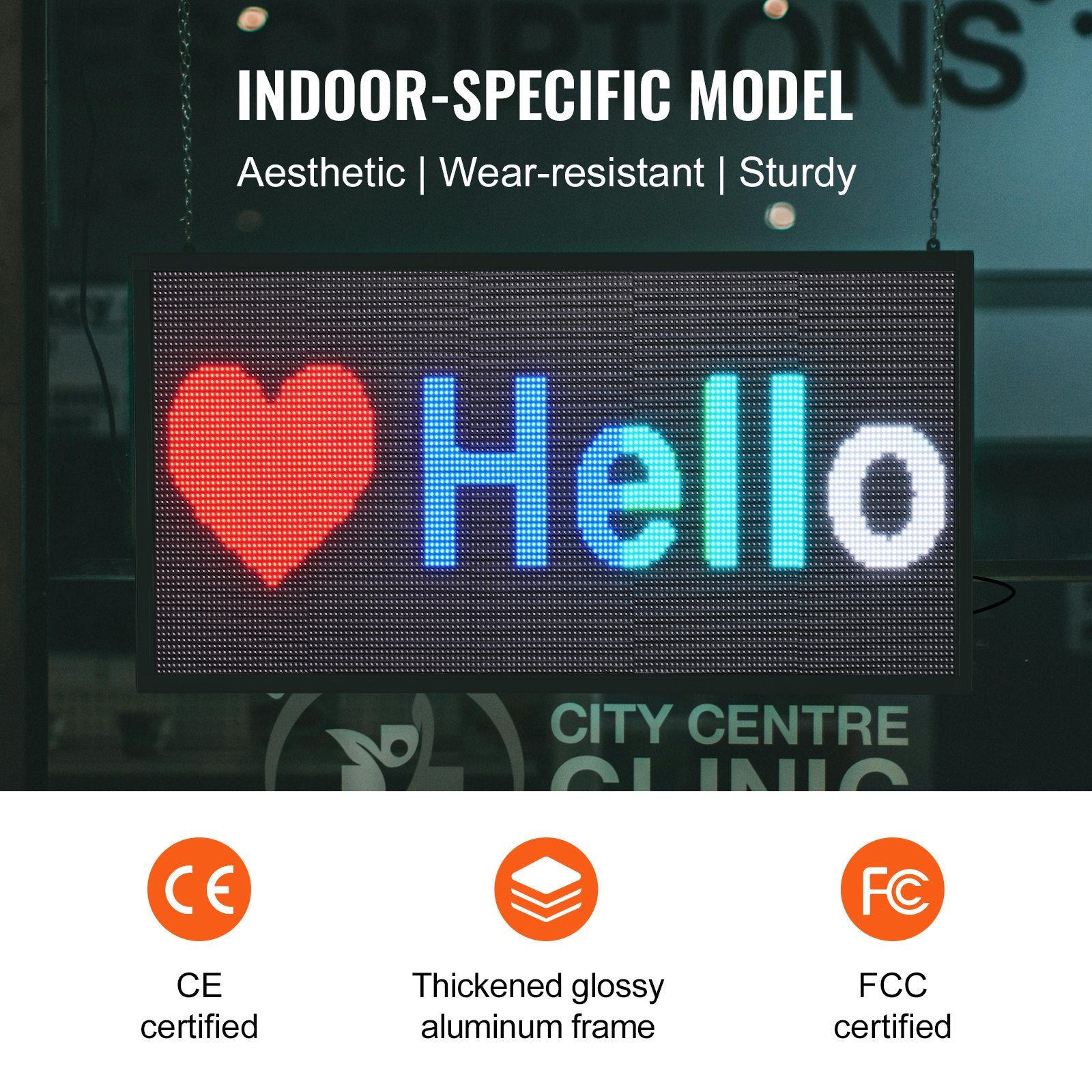 Customizable LED Display Board - P5 Full Color Scrolling Sign with WiFi/USB Control for Business, Store, Bar, Party Advertising 27"x14"