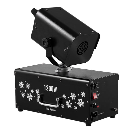 High-Power 1200W Snow Machine with 90° Oscillation & Wireless Remote for Stunning Christmas, Wedding, & Party Snowflake Effects