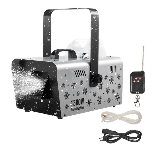 High-Output 1500W Snow Machine with Remote Control for Weddings, Parties & Stage Effects - Portable 5L Tank, Versatile Hanging/Handheld Design