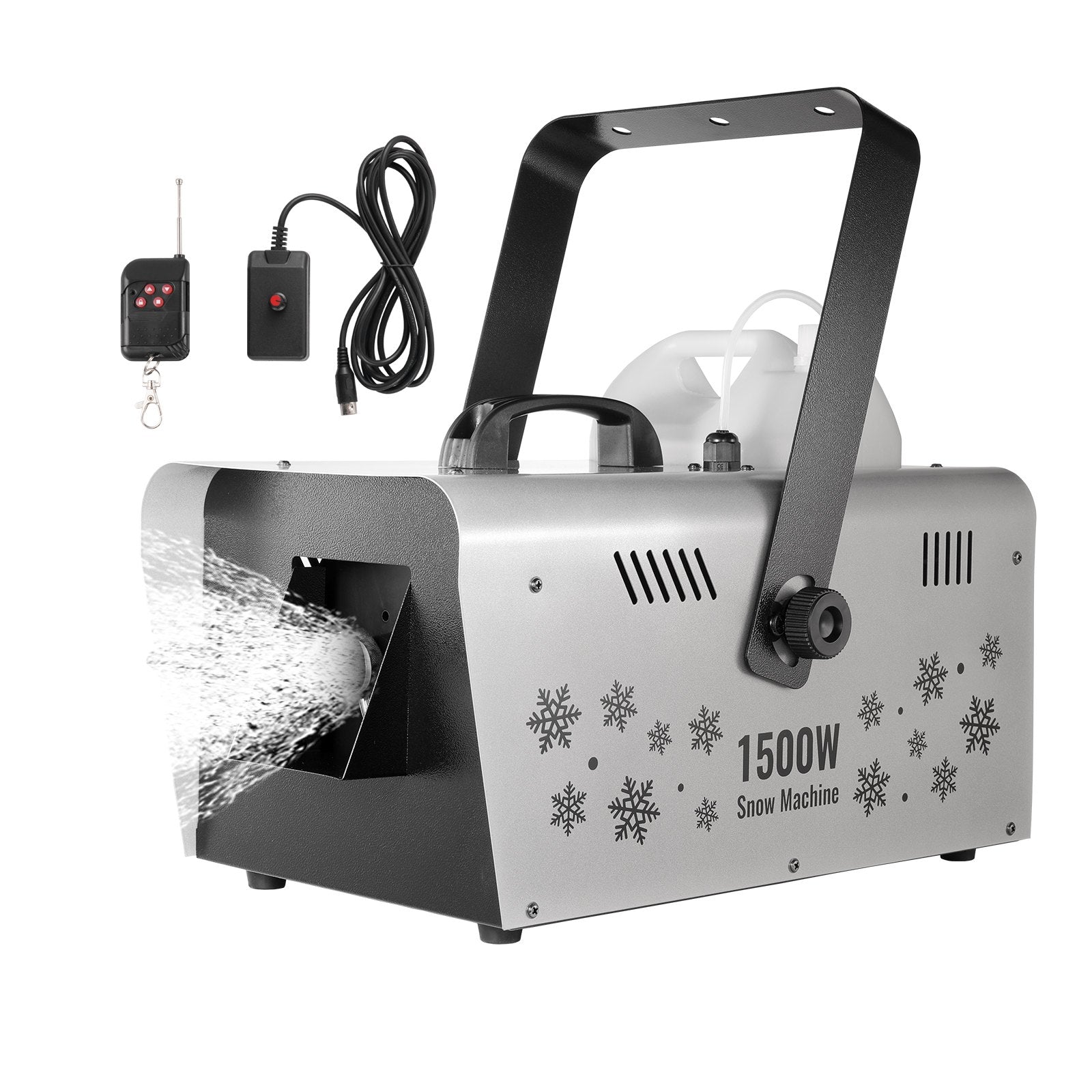 High-Power 1500W Snow Machine with Dual Remotes, 5L Tank for Stunning Snowflake Effects - Ideal for Weddings, Holidays & Parties