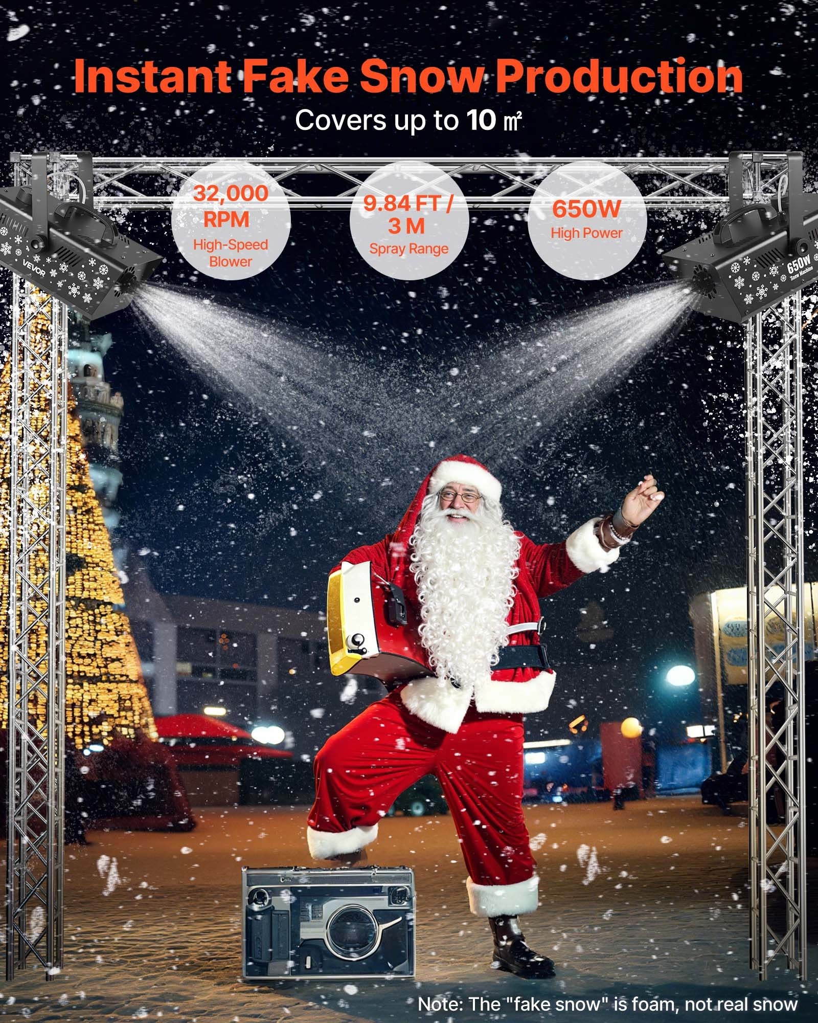 650W Portable Snow Machine for Indoor/Outdoor Use - Perfect Artificial Snowflake Maker for DJ Events & Christmas Decor