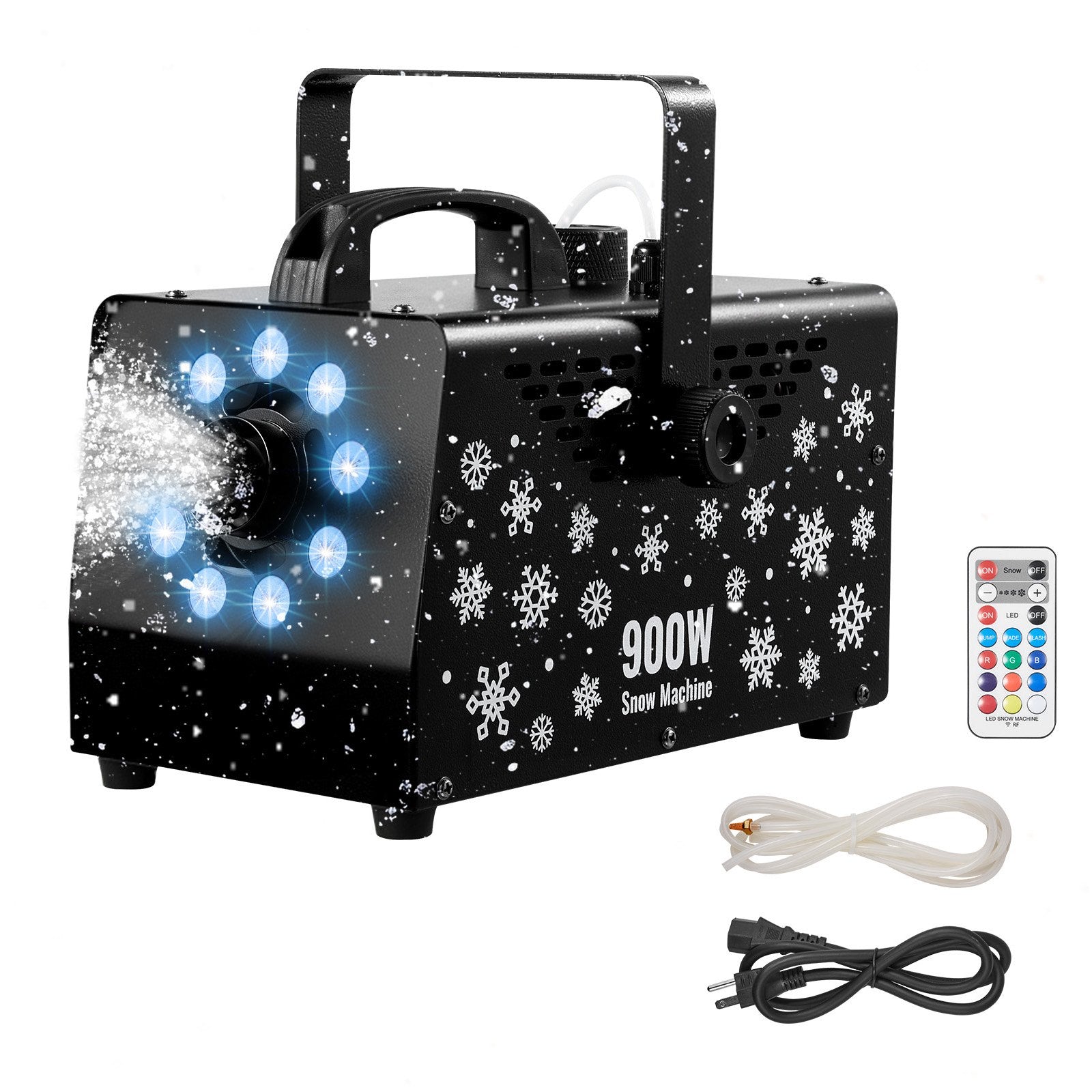 900W Snow Machine with RGB LED Lights & Wireless Remote | Perfect for Christmas Parties, Outdoor Events, Fake Snow, 1L Capacity
