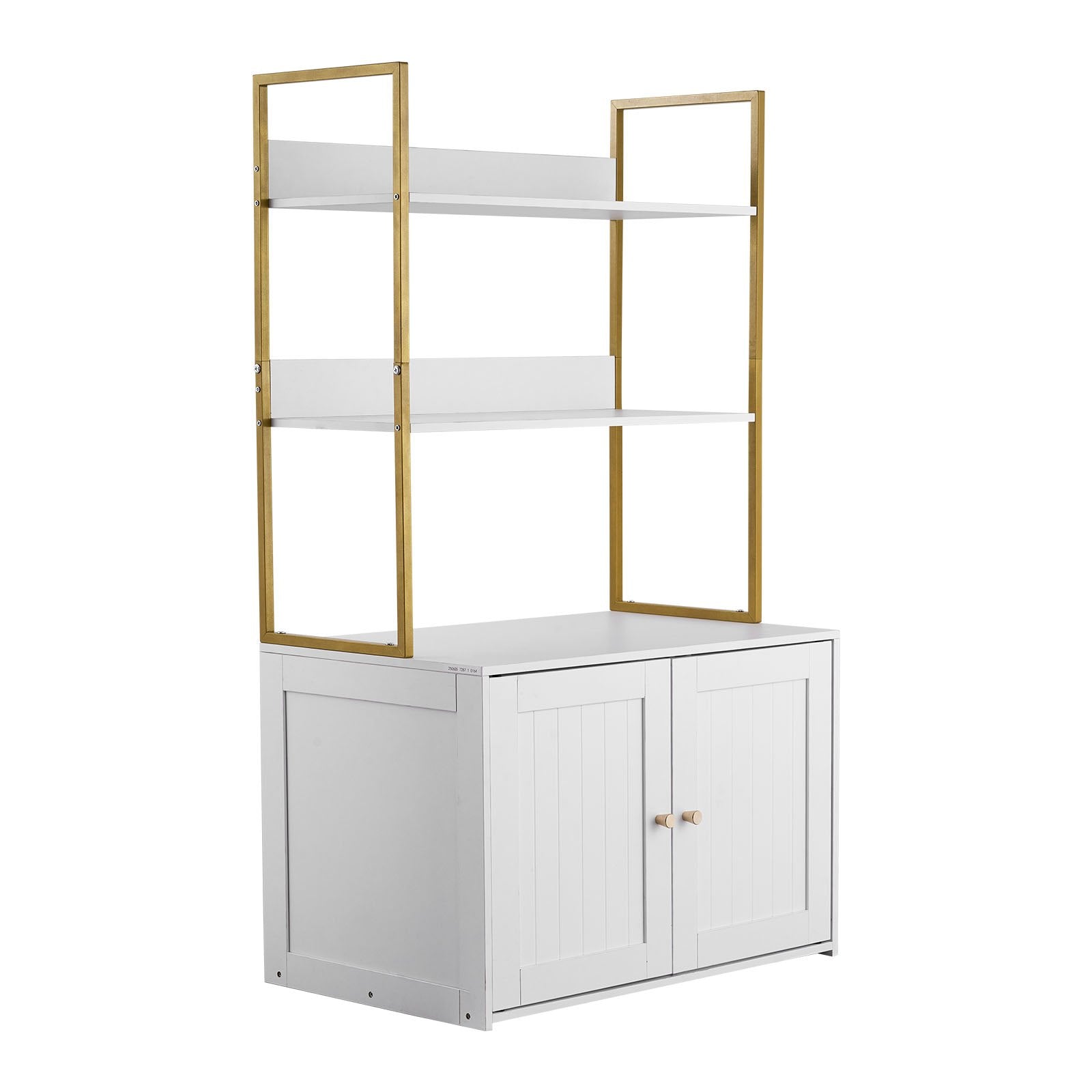Modern Cat Litter Box Enclosure Cabinet with Metal Legs, Hidden Washroom Furniture, 2-Tier Shelves, Waterproof Housing Solution