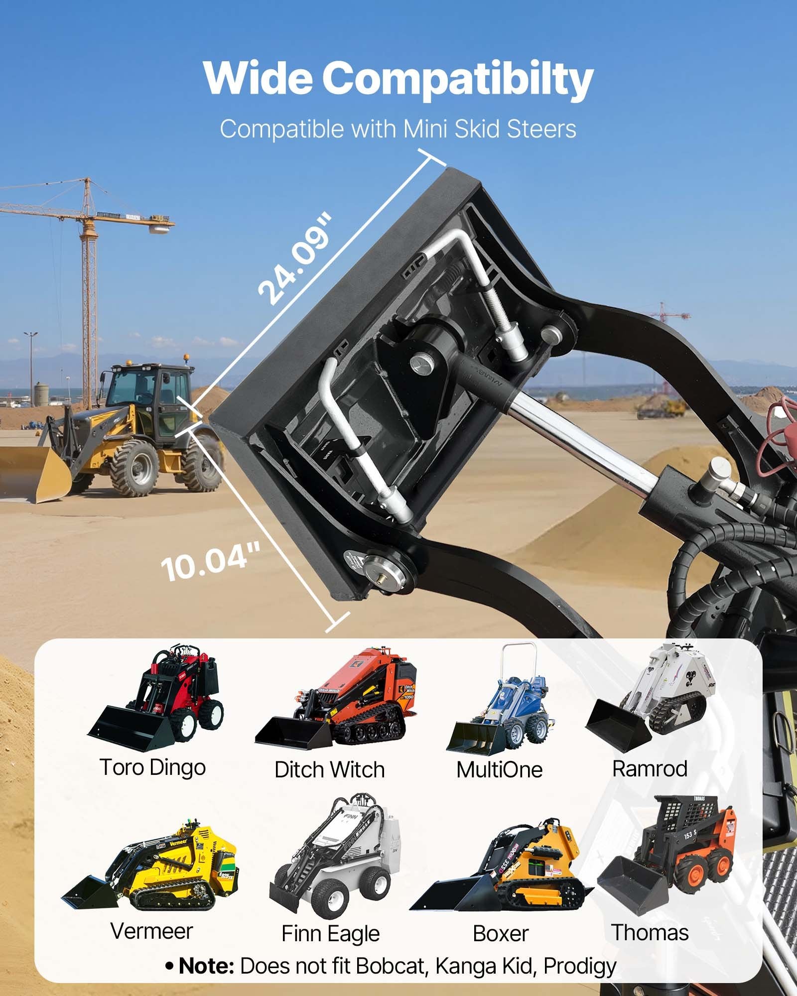 Universal 1/4" Skid Steer Quick Attach Plate, Heavy-Duty Steel, 1500lbs Capacity, Fits Toro Dingo, Tractors, Easy Bolt, Durable Loader Plates