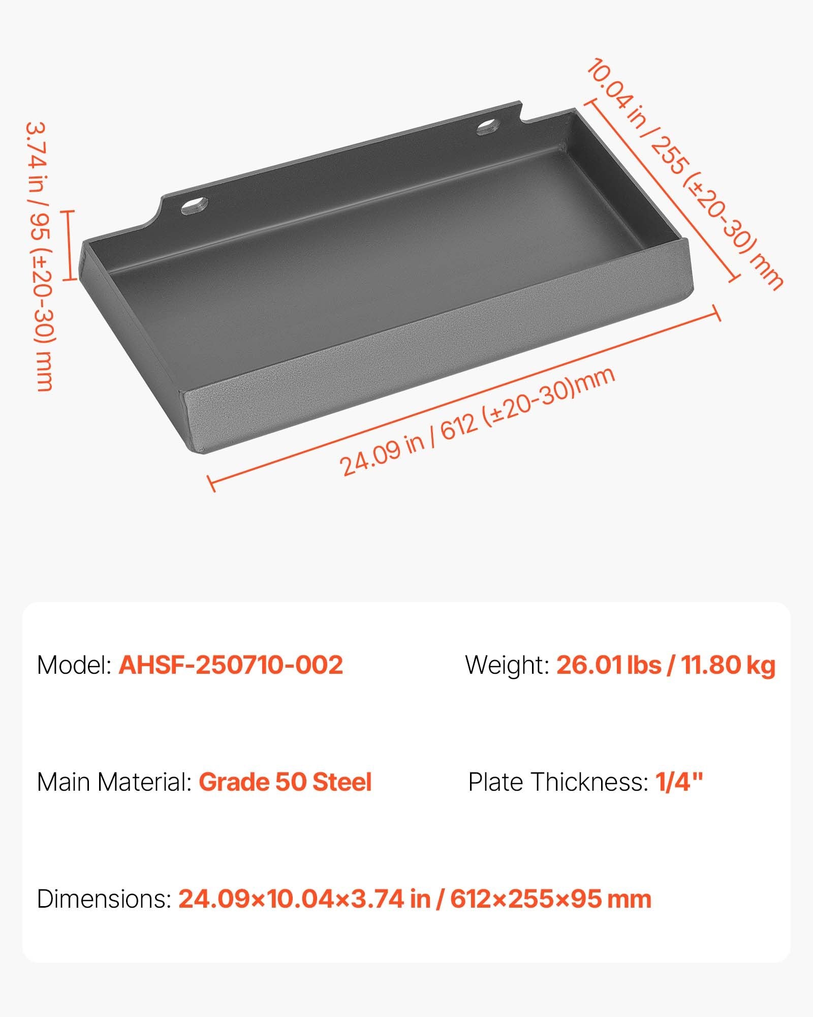 Universal 1/4" Skid Steer Quick Attach Plate, Heavy-Duty Steel, 1500lbs Capacity, Fits Toro Dingo, Tractors, Easy Bolt, Durable Loader Plates
