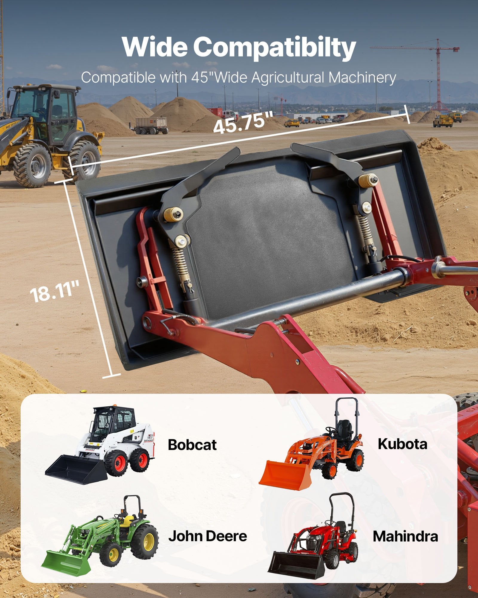Universal 1/4" Skid Steer Mount Plate, 3000lbs Capacity, Heavy Duty Steel, Quick Attach for Kubota Bobcat Tractors, Easy Bolt Installation