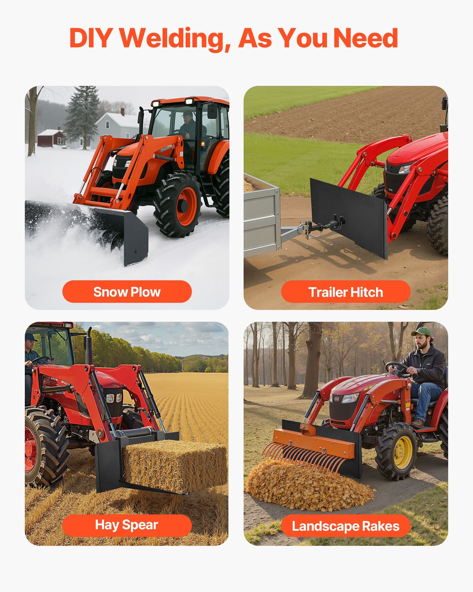 Universal 1/4" Skid Steer Mount Plate, 3000lbs Capacity, Heavy Duty Steel, Quick Attach for Kubota Bobcat Tractors, Easy Bolt Installation