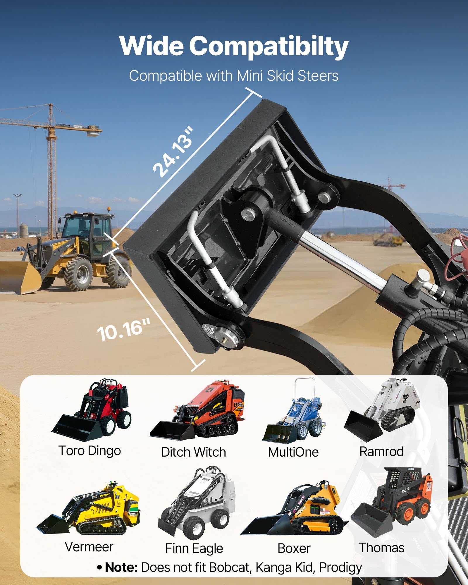 Universal Quick Attach Skid Steer Mount Plate with 2" Hitch, Heavy Duty Steel, 1500lbs Capacity, Compatible with Toro Dingo & Tractors