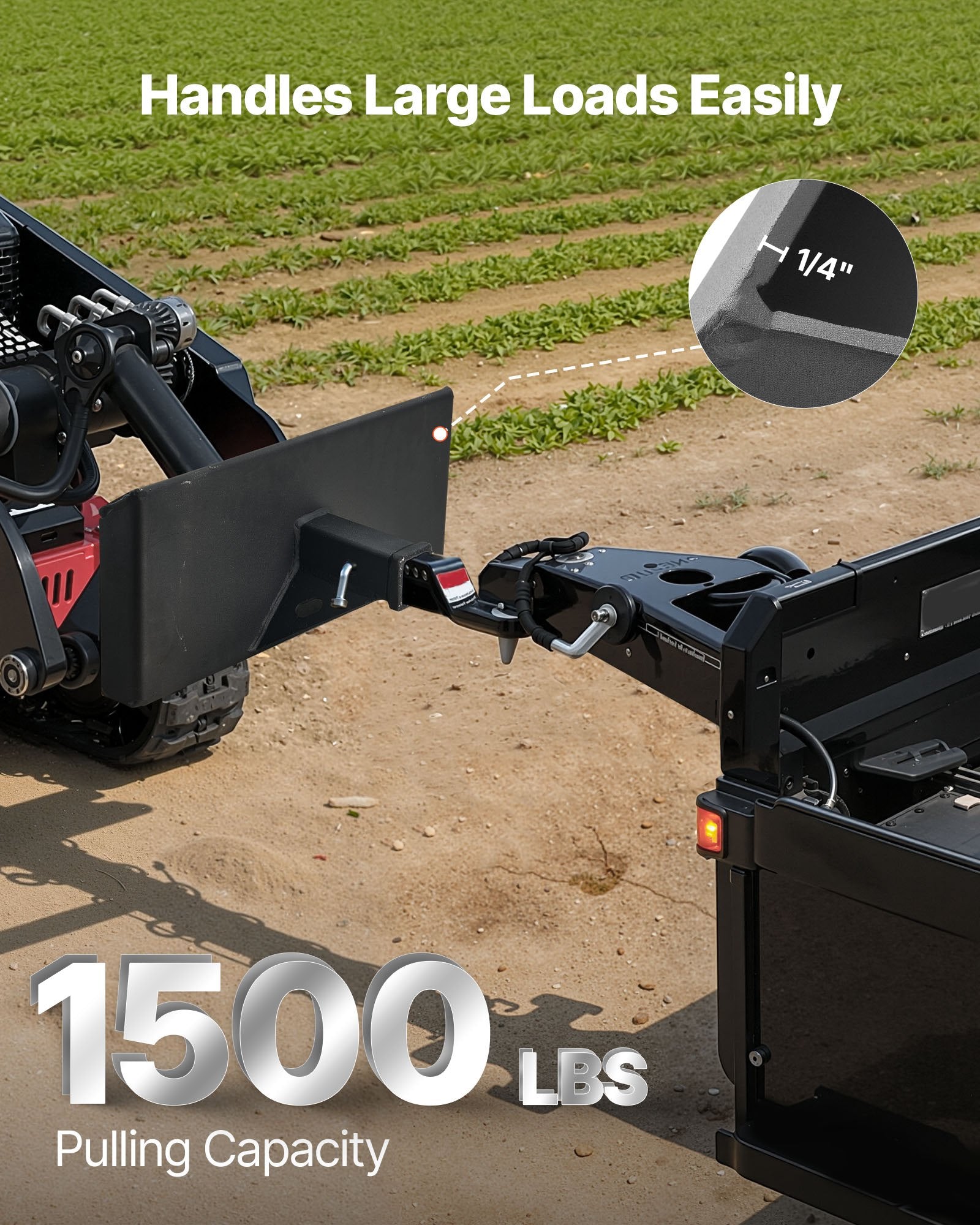 Universal Quick Attach Skid Steer Mount Plate with 2" Hitch, Heavy Duty Steel, 1500lbs Capacity, Compatible with Toro Dingo & Tractors