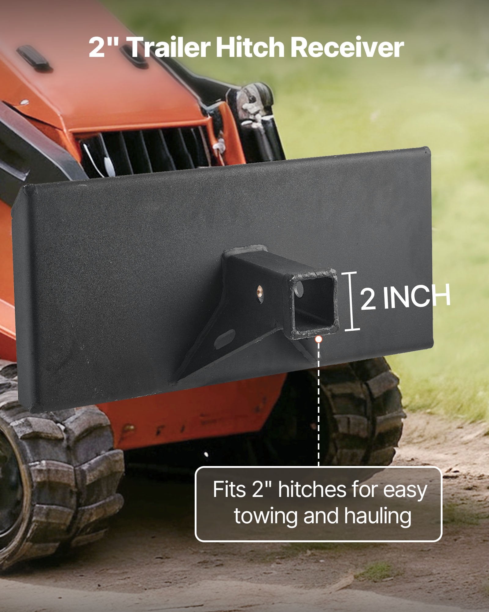 Universal Quick Attach Skid Steer Mount Plate with 2" Hitch, Heavy Duty Steel, 1500lbs Capacity, Compatible with Toro Dingo & Tractors