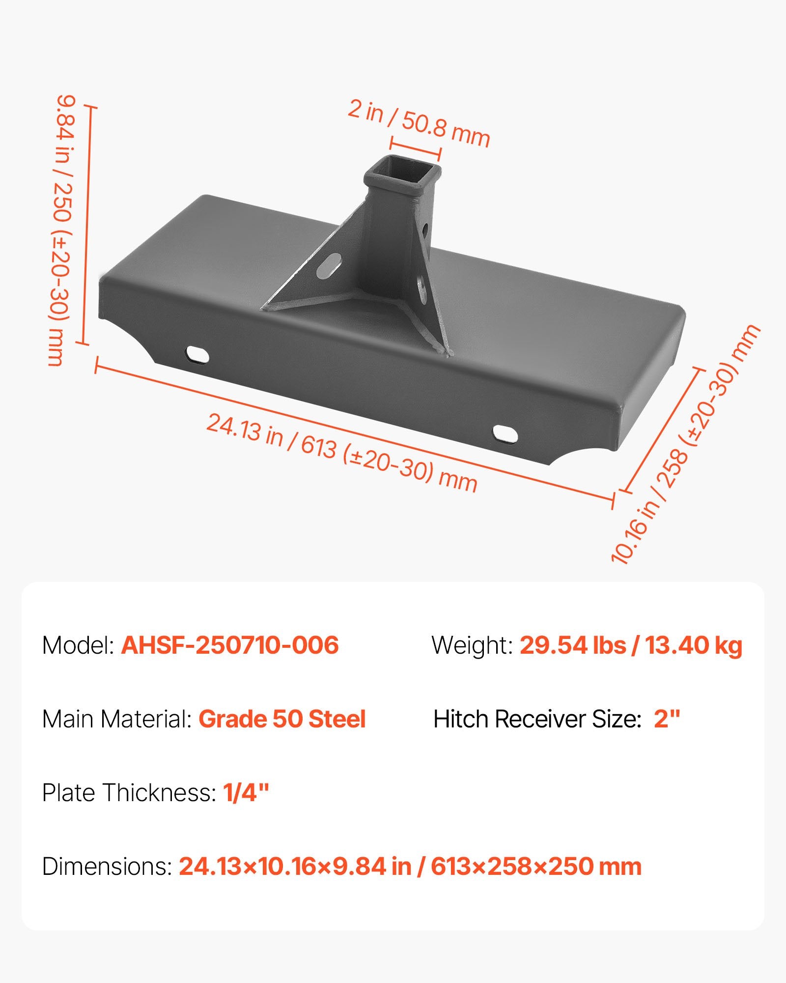 Universal Quick Attach Skid Steer Mount Plate with 2" Hitch, Heavy Duty Steel, 1500lbs Capacity, Compatible with Toro Dingo & Tractors
