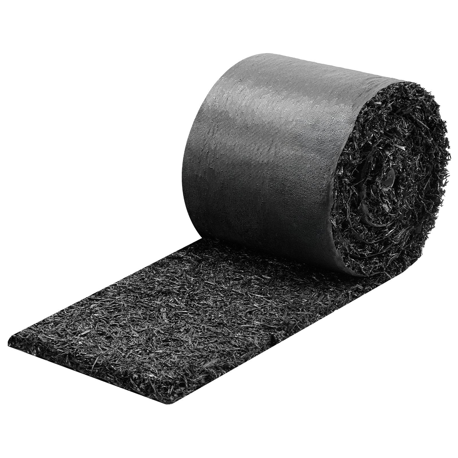 Eco-Friendly Recycled Rubber Mulch Mat Roll, 140 x 4.5 in - Durable Garden Edging, Weed Barrier with Stakes, Easy Install, All-Weather Landscaping Solution