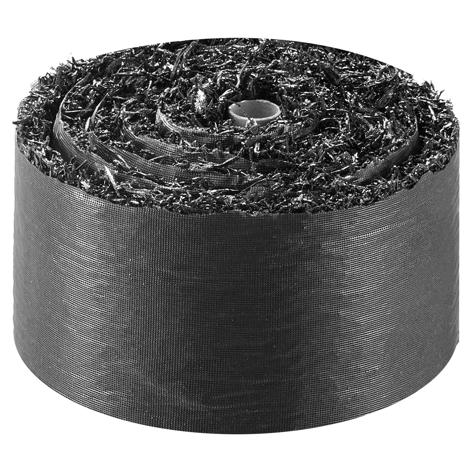 Eco-Friendly Recycled Rubber Mulch Mat Roll, 140 x 4.5 in - Durable Garden Edging, Weed Barrier with Stakes, Easy Install, All-Weather Landscaping Solution