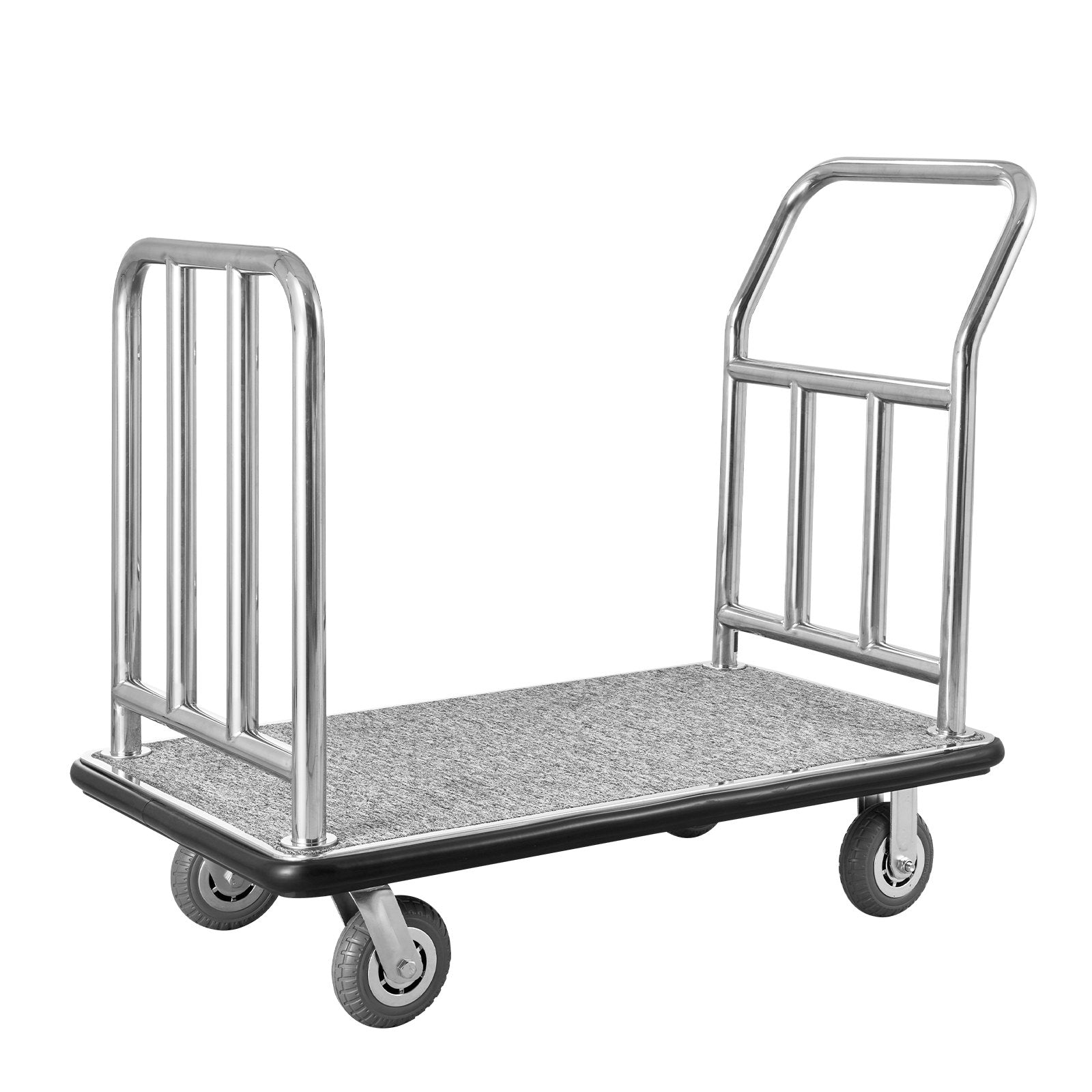 Deluxe Hotel Luggage Cart with 750 lbs Capacity, Removable Frame, Carpeted Deck, 6-inch Rubber Wheels, Ideal for Resorts & Condos