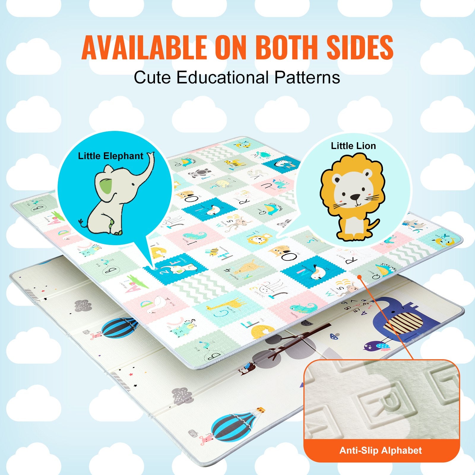 Extra Large Baby Play Mat 71"x79" | Non-Slip Foam, Foldable & Reversible with Travel Bag | Waterproof Activity Mat for Infants, Toddlers, Babies