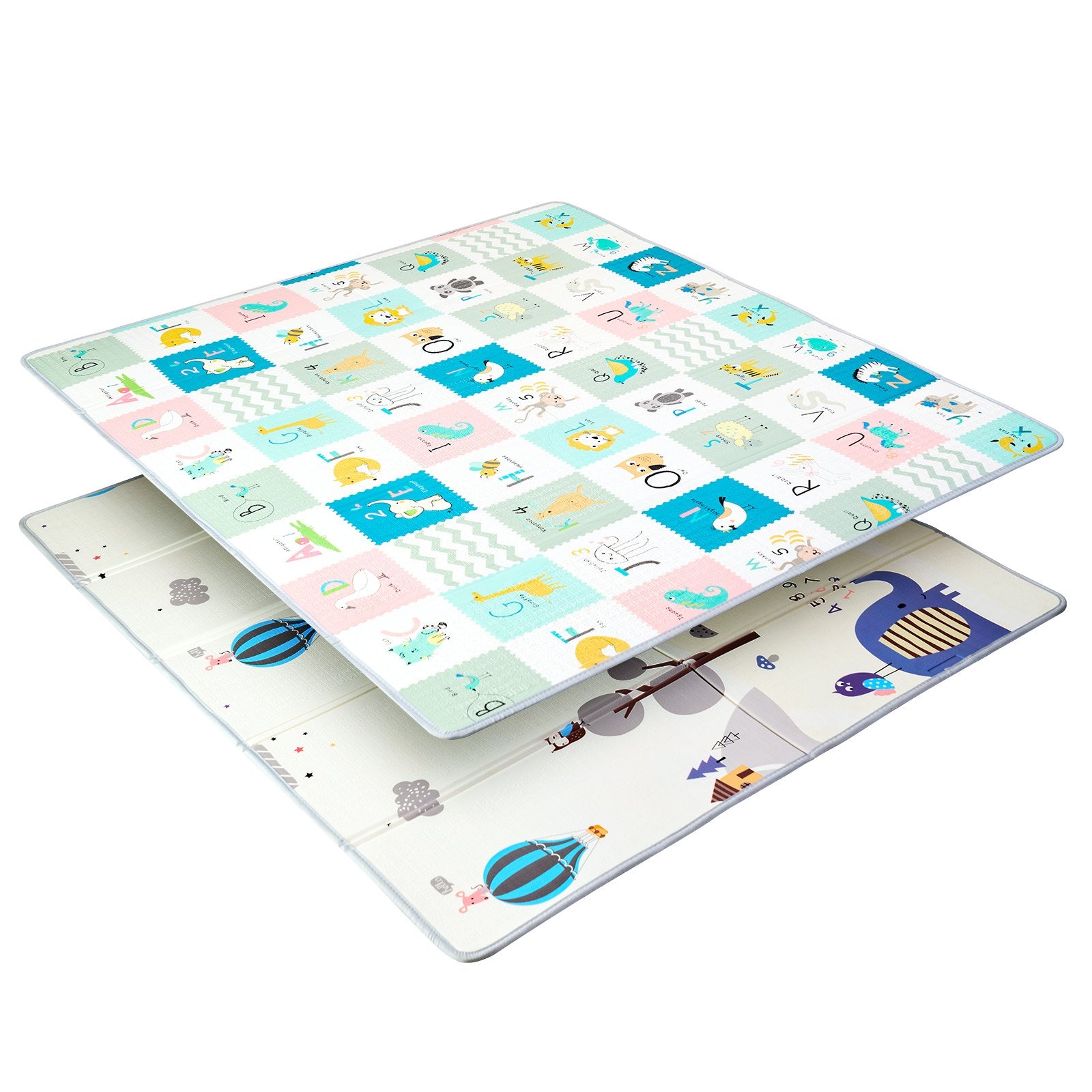 Extra Large Baby Play Mat 71"x79" | Non-Slip Foam, Foldable & Reversible with Travel Bag | Waterproof Activity Mat for Infants, Toddlers, Babies