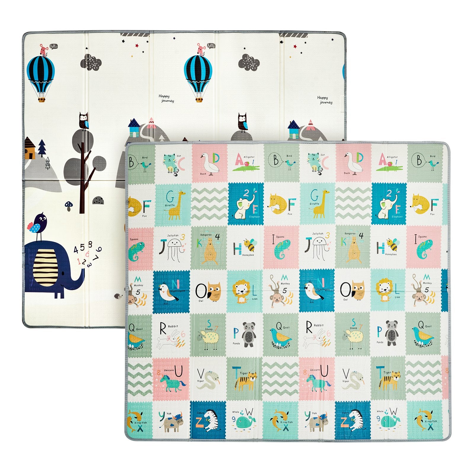 Extra Large Baby Play Mat 71"x79" | Non-Slip Foam, Foldable & Reversible with Travel Bag | Waterproof Activity Mat for Infants, Toddlers, Babies