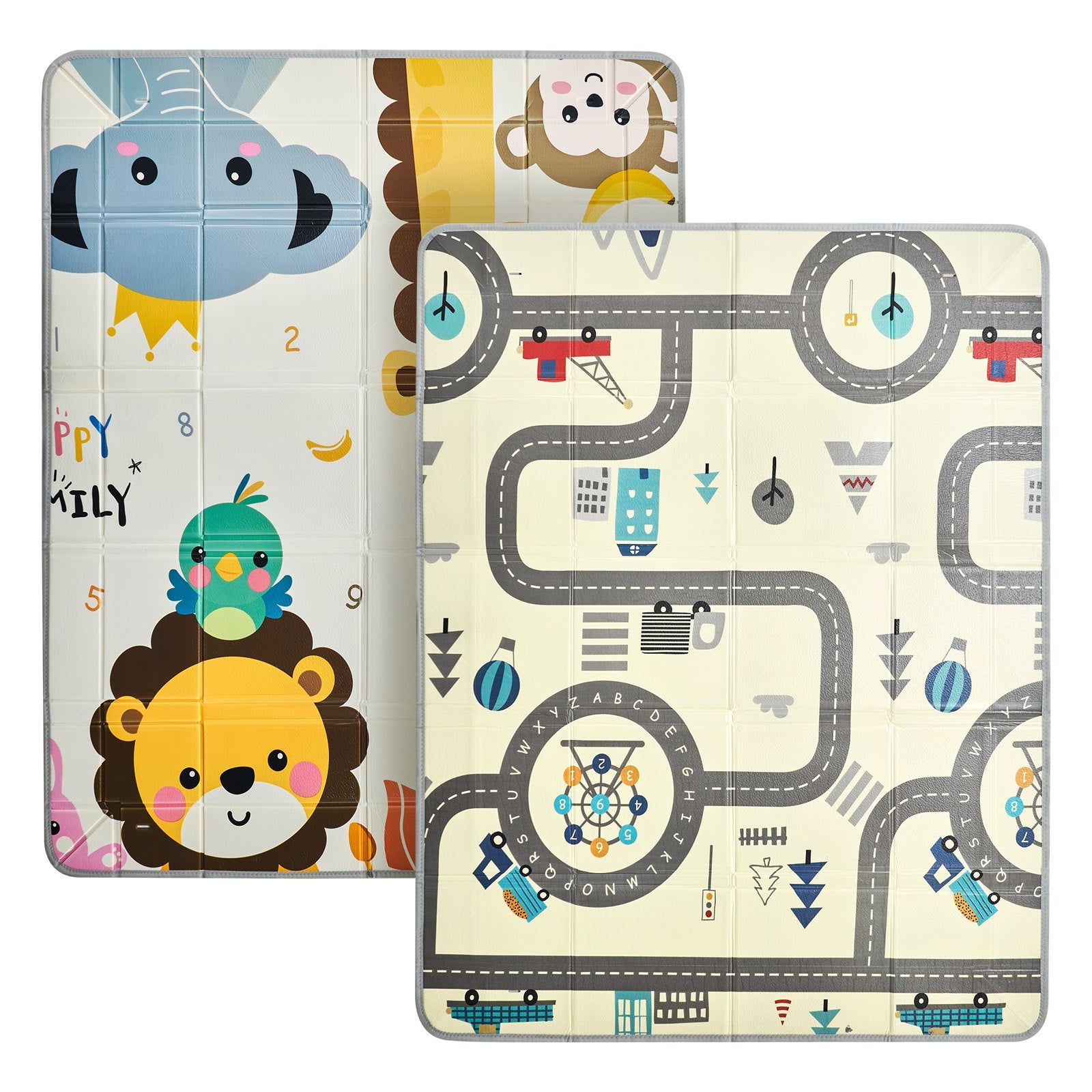 Versatile 59"x71" Baby Crawling Mat - Non-Slip, Foldable & Portable Foam Playmat with Waterproof Reversible Design for Infants, Toddlers & Travel