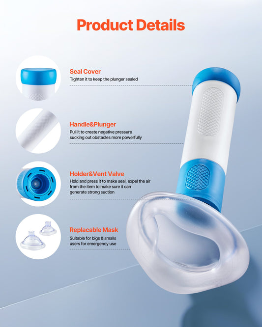 Portable Choking Rescue Device with Multi-Size Masks for Quick Airway Clearing, Ideal First Aid Kit for Home, School, and Travel Emergencies