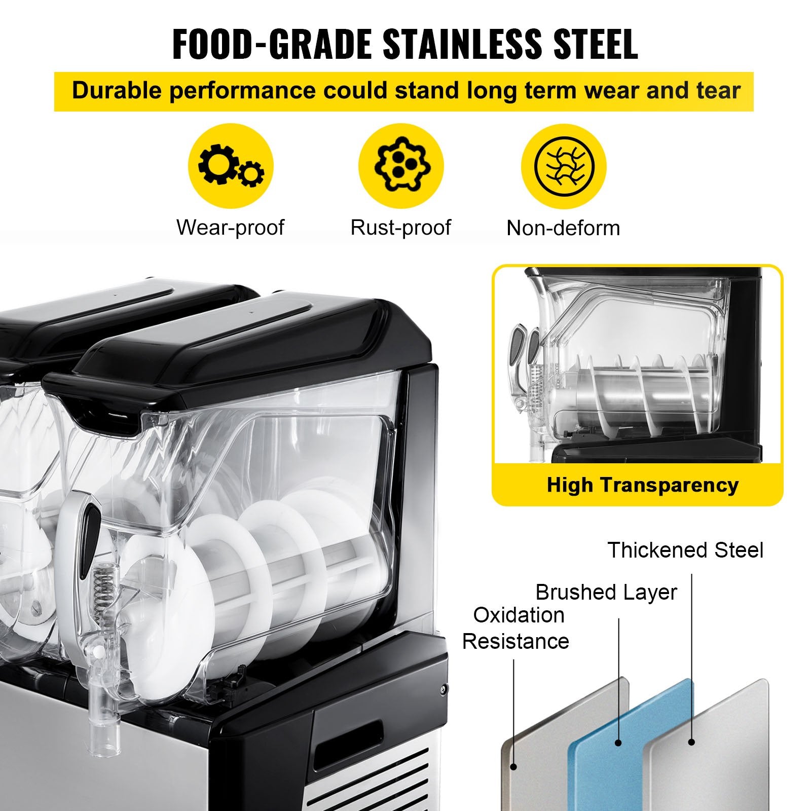 Commercial Slush & Margarita Machine, 20L Dual Tanks, 900W, Auto Clean, Fast Cooling, Ideal for Restaurants, Cafes, Bars, Stainless Steel Design