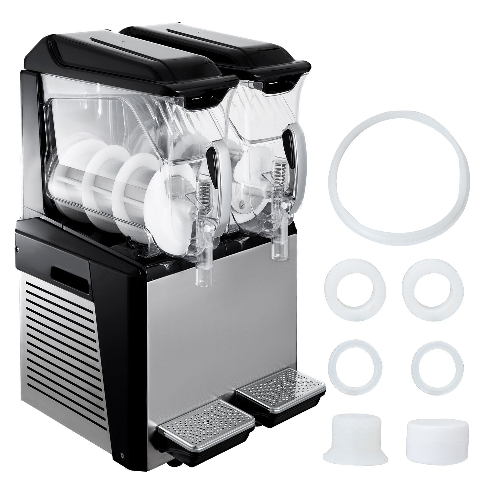 Commercial Slush & Margarita Machine, 20L Dual Tanks, 900W, Auto Clean, Fast Cooling, Ideal for Restaurants, Cafes, Bars, Stainless Steel Design