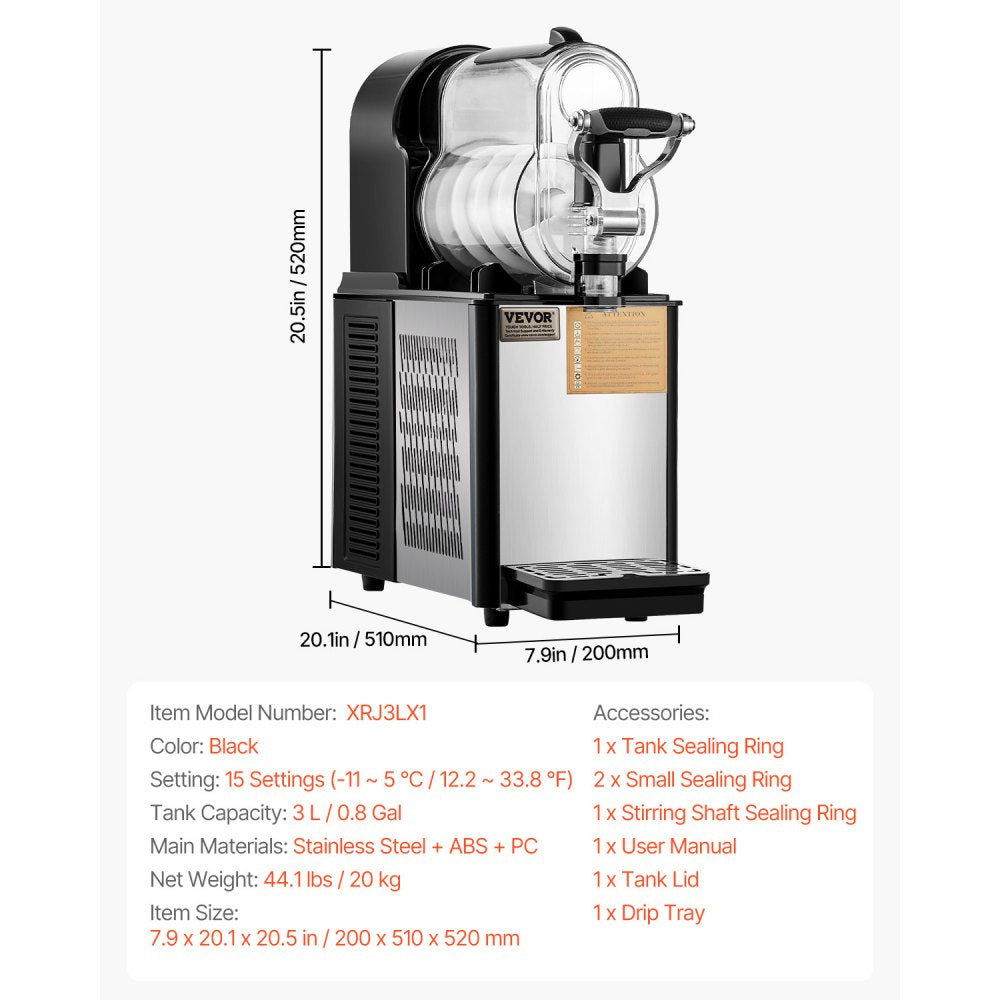 Large Capacity 3L Slushy Maker with Automatic Cleaning and Temperature Control for Home and Commercial Use, 330W Stainless Steel Frozen Drink Machine in Black