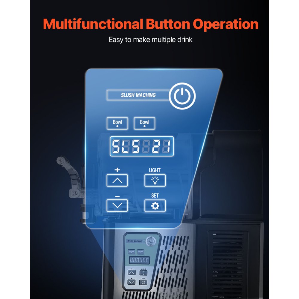 Dual Tank 3L Margarita and Slushy Maker with Temperature Control and Auto Clean, 340W Stainless Steel Frozen Drink Machine for Home Use, Black