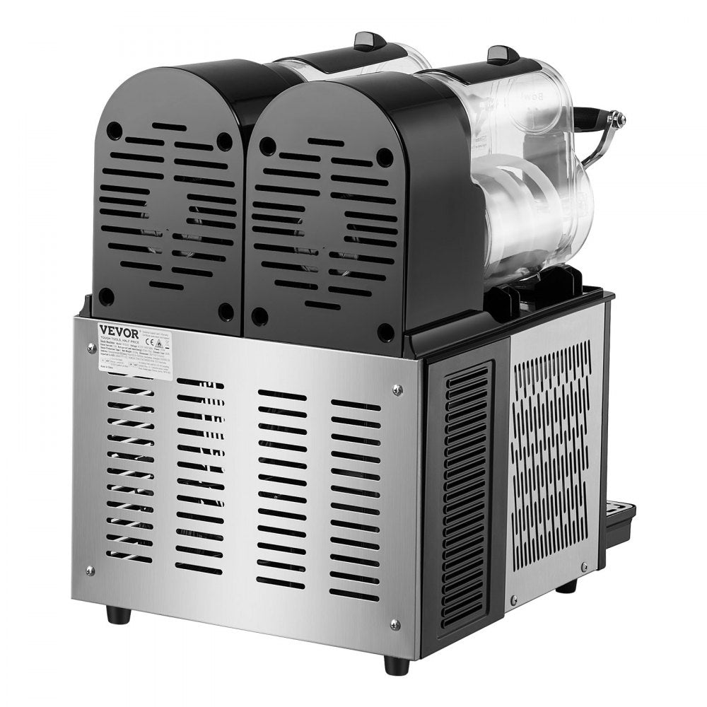 Dual Tank 3L Margarita and Slushy Maker with Temperature Control and Auto Clean, 340W Stainless Steel Frozen Drink Machine for Home Use, Black