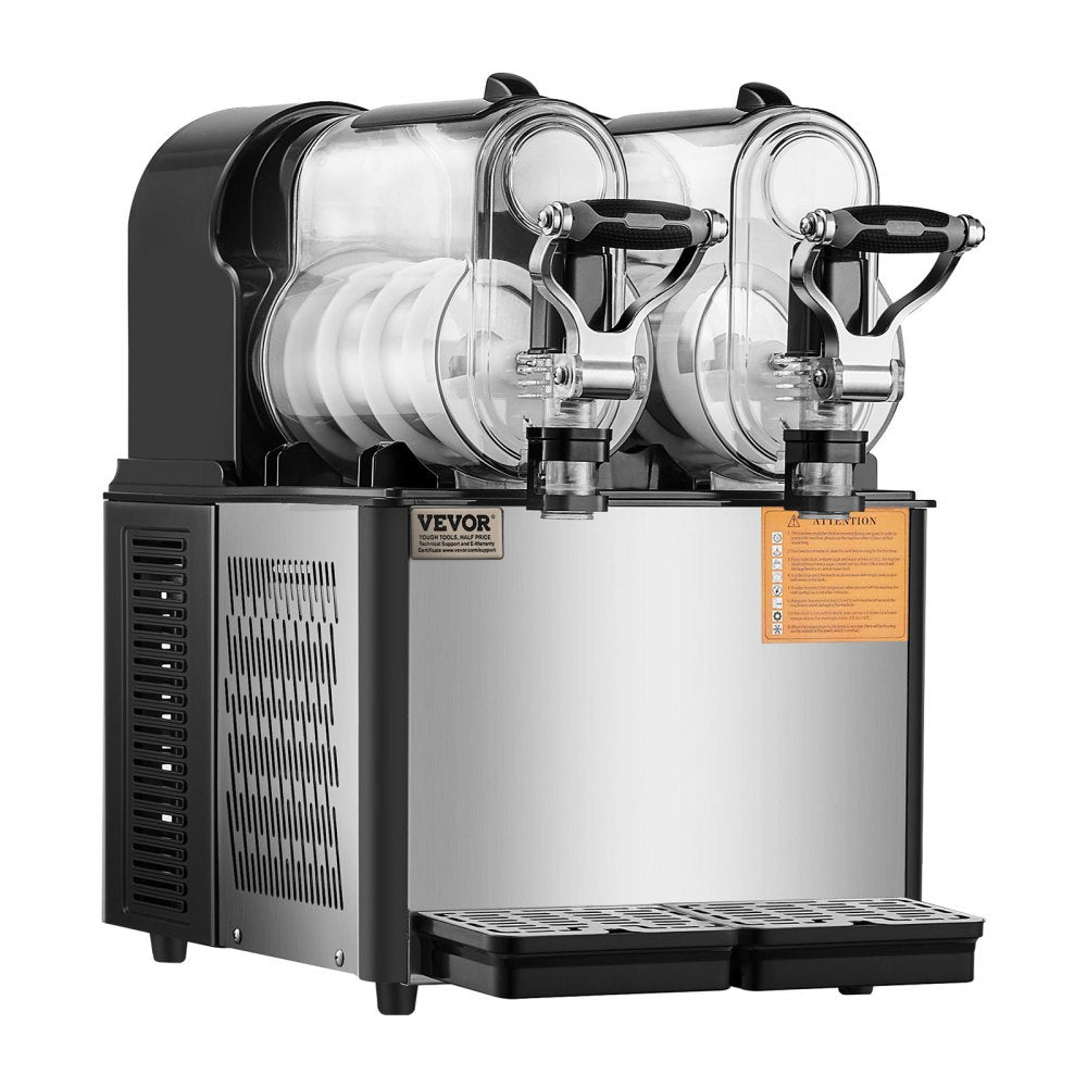 Dual Tank 3L Margarita and Slushy Maker with Temperature Control and Auto Clean, 340W Stainless Steel Frozen Drink Machine for Home Use, Black