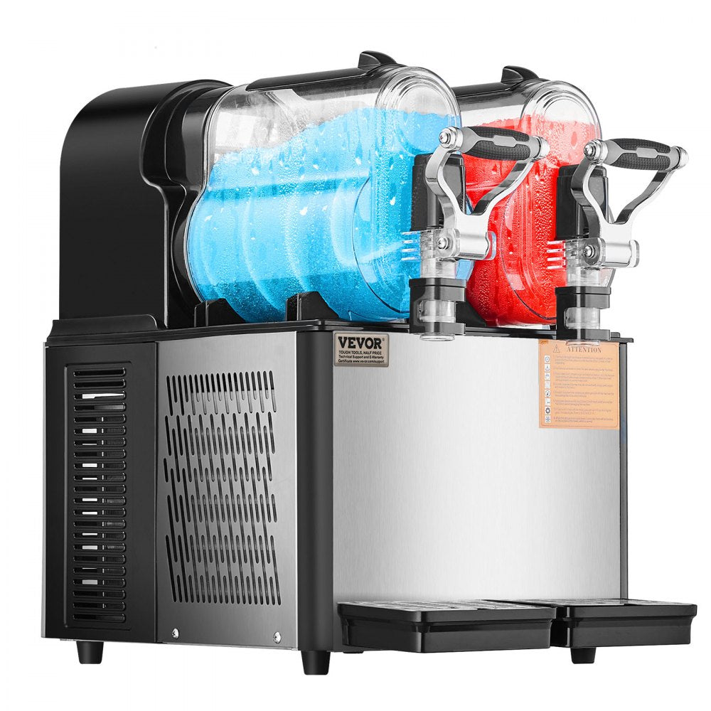Dual Tank 3L Margarita and Slushy Maker with Temperature Control and Auto Clean, 340W Stainless Steel Frozen Drink Machine for Home Use, Black