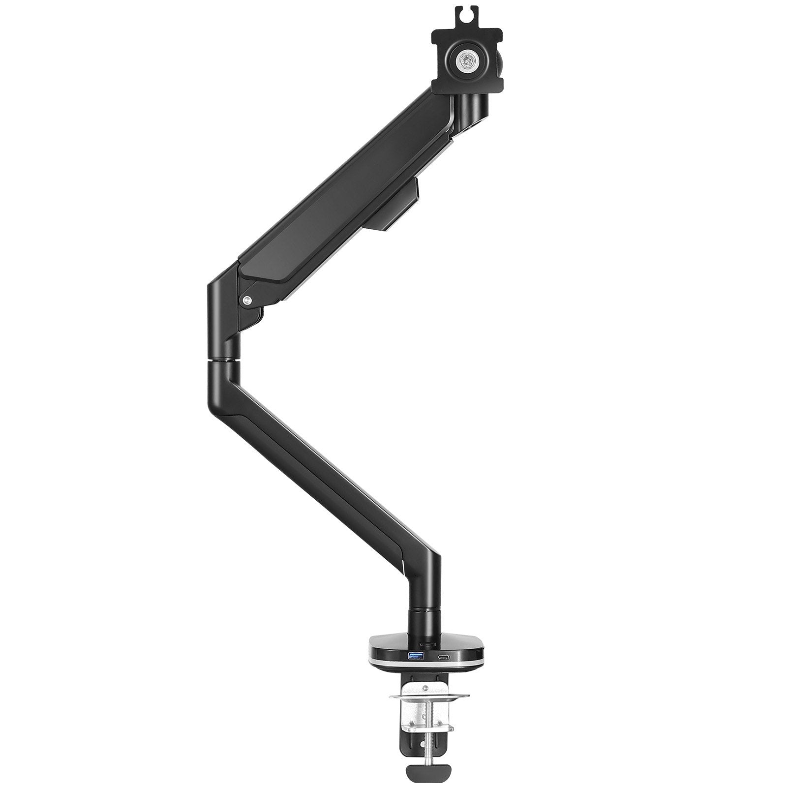 Single Monitor Mount with Fully Adjustable Gas Spring Arm, Fits 13"-35" Screens, 26.4 lbs Capacity, VESA Compatible, C-Clamp/Grommet Base