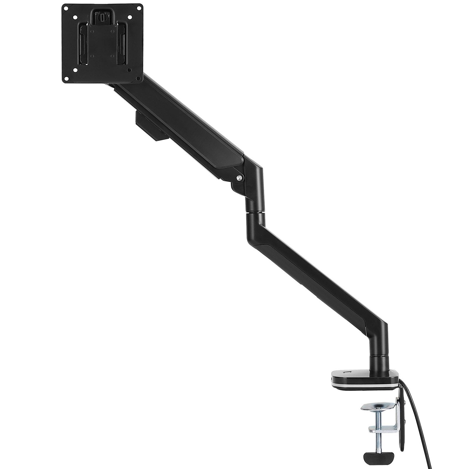 Single Monitor Mount with Fully Adjustable Gas Spring Arm, Fits 13"-35" Screens, 26.4 lbs Capacity, VESA Compatible, C-Clamp/Grommet Base