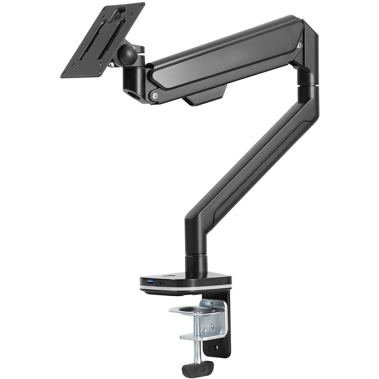 Single Monitor Mount with Fully Adjustable Gas Spring Arm, Fits 13"-35" Screens, 26.4 lbs Capacity, VESA Compatible, C-Clamp/Grommet Base