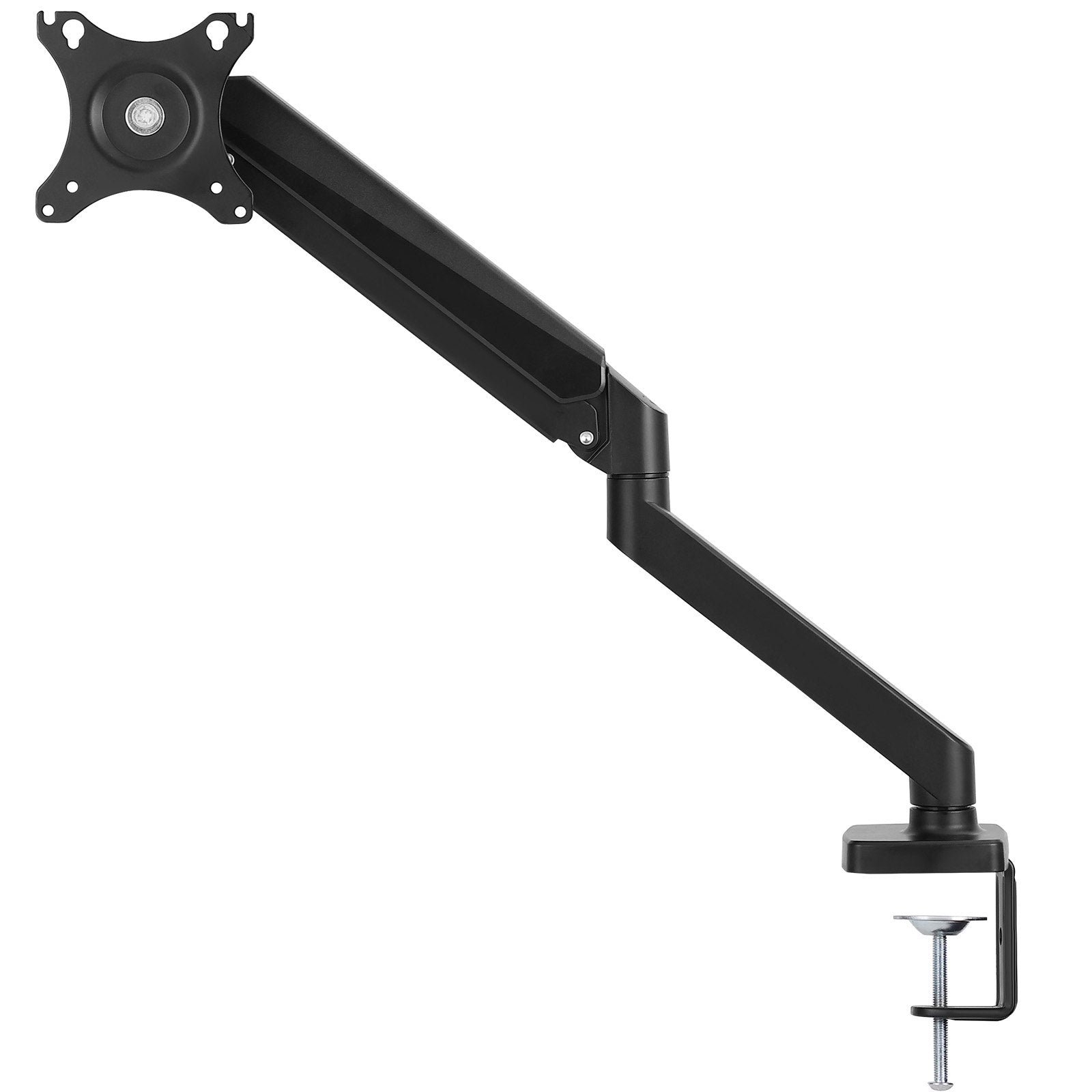 Single Monitor Mount for 13"-32" Screens, Fully Adjustable Gas Spring Arm, VESA Compatible, C-Clamp/Grommet Base, Holds 20 lbs, 360° Rotation