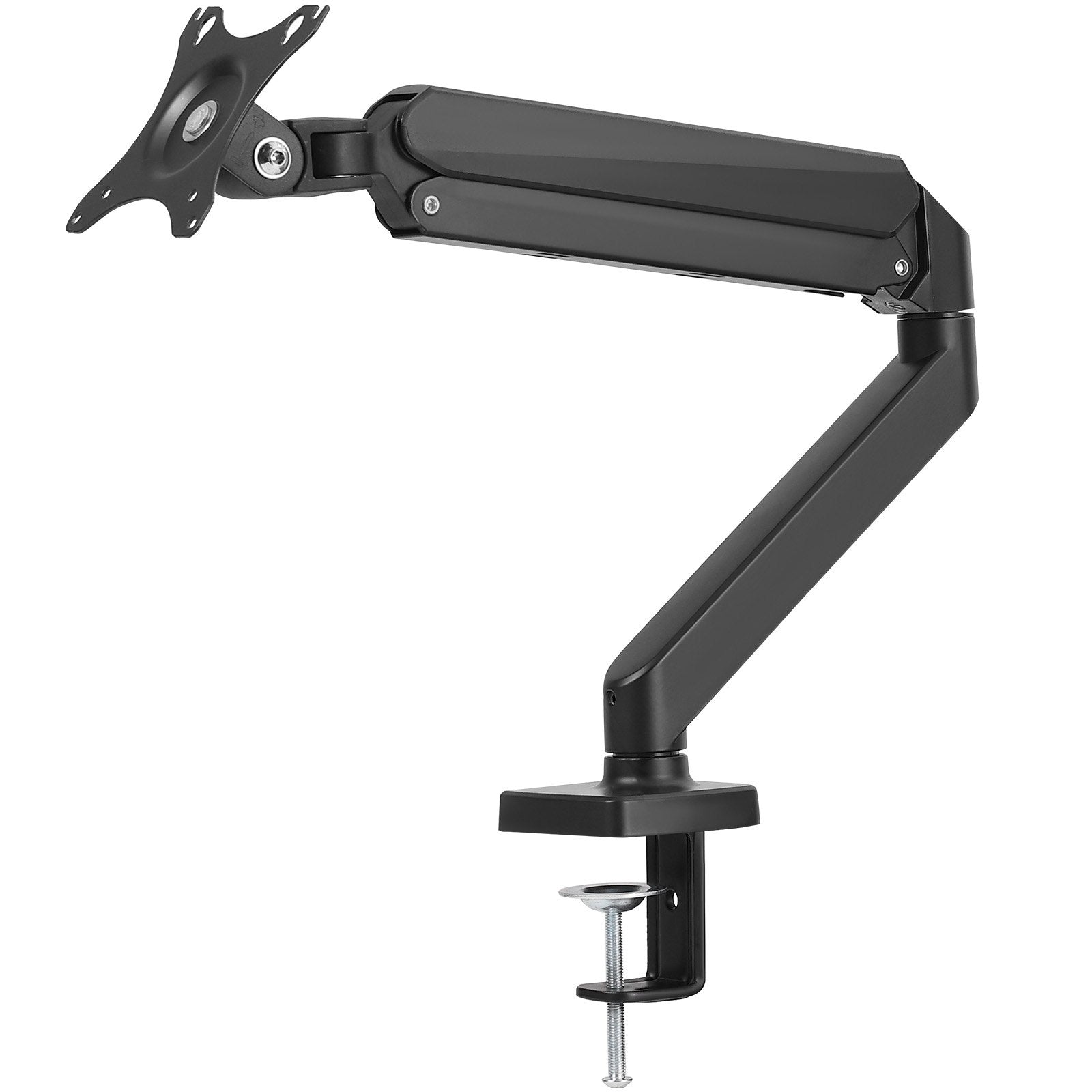Single Monitor Mount for 13"-32" Screens, Fully Adjustable Gas Spring Arm, VESA Compatible, C-Clamp/Grommet Base, Holds 20 lbs, 360° Rotation