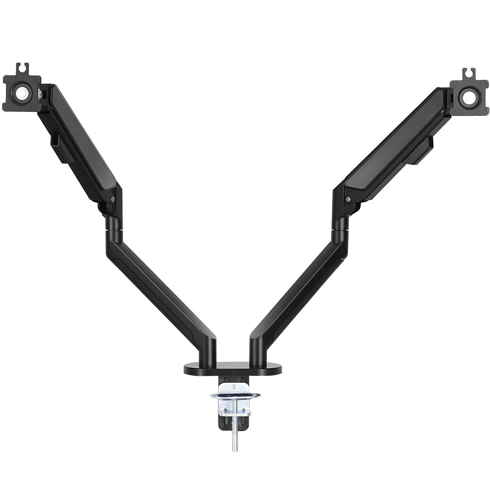 Dual Monitor Mount for 13"-35" Screens, Adjustable Gas Spring Arm, 26.4 lbs Capacity, VESA Bracket, C-Clamp/Grommet Base