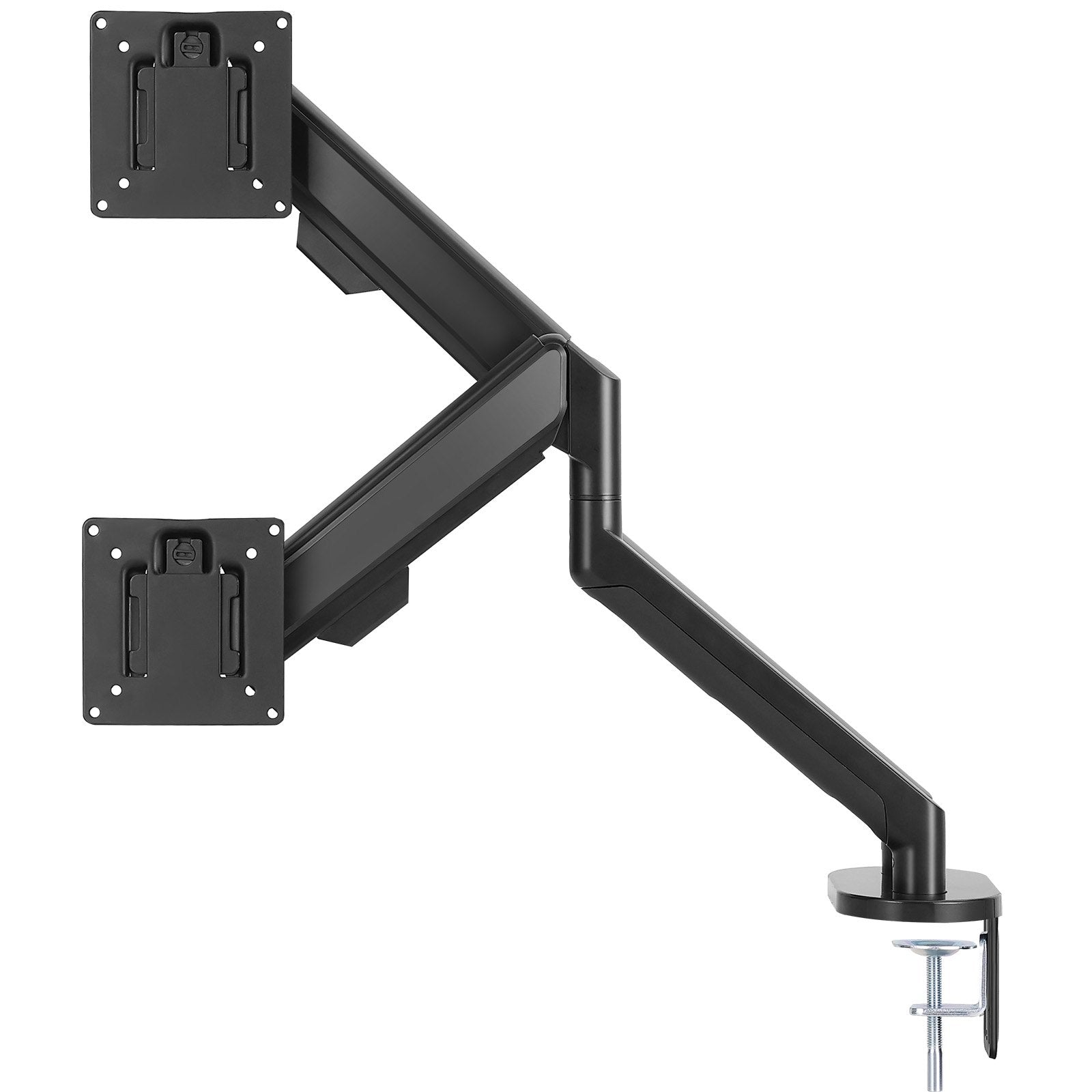 Dual Monitor Mount for 13"-35" Screens, Adjustable Gas Spring Arm, 26.4 lbs Capacity, VESA Bracket, C-Clamp/Grommet Base
