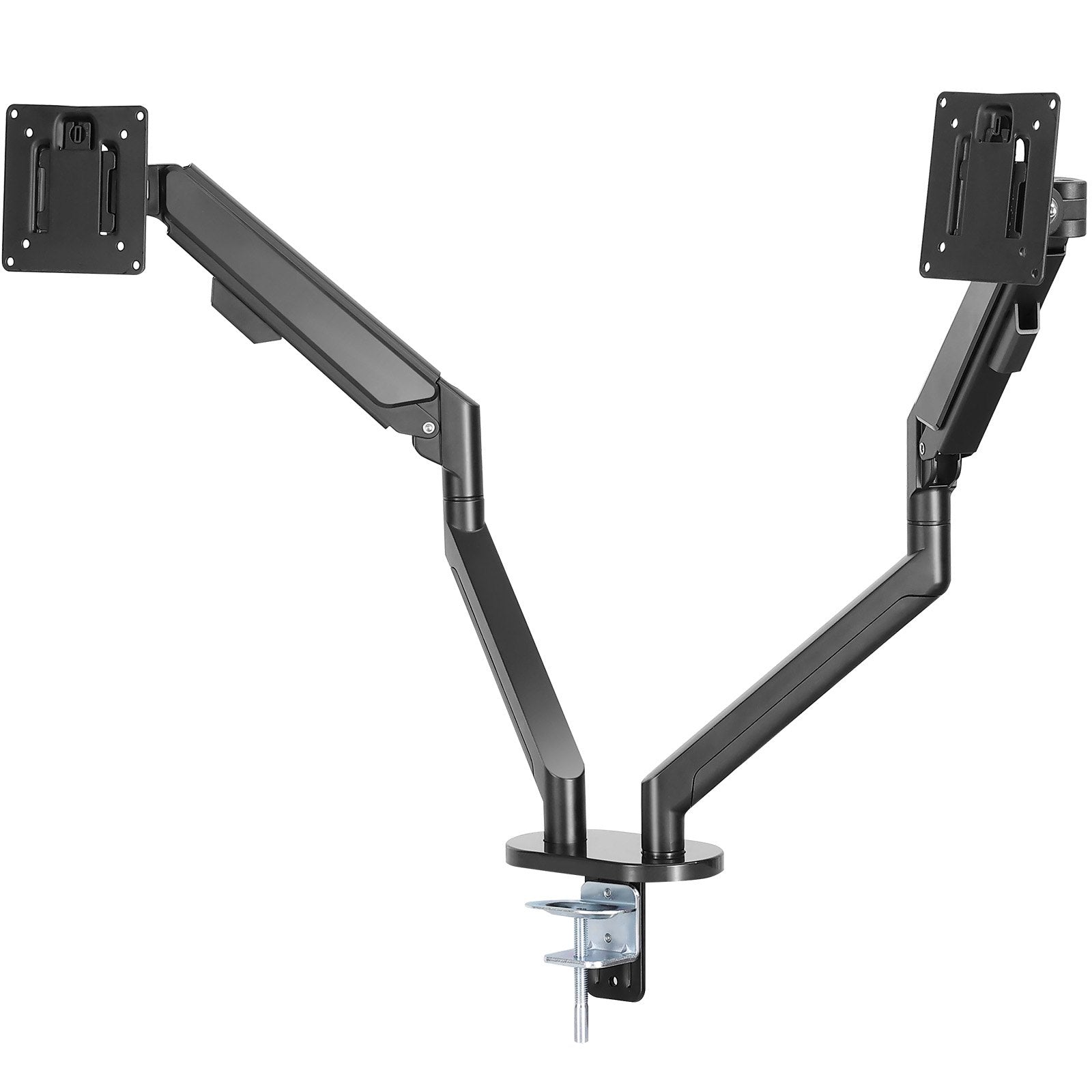 Dual Monitor Mount for 13"-35" Screens, Adjustable Gas Spring Arm, 26.4 lbs Capacity, VESA Bracket, C-Clamp/Grommet Base