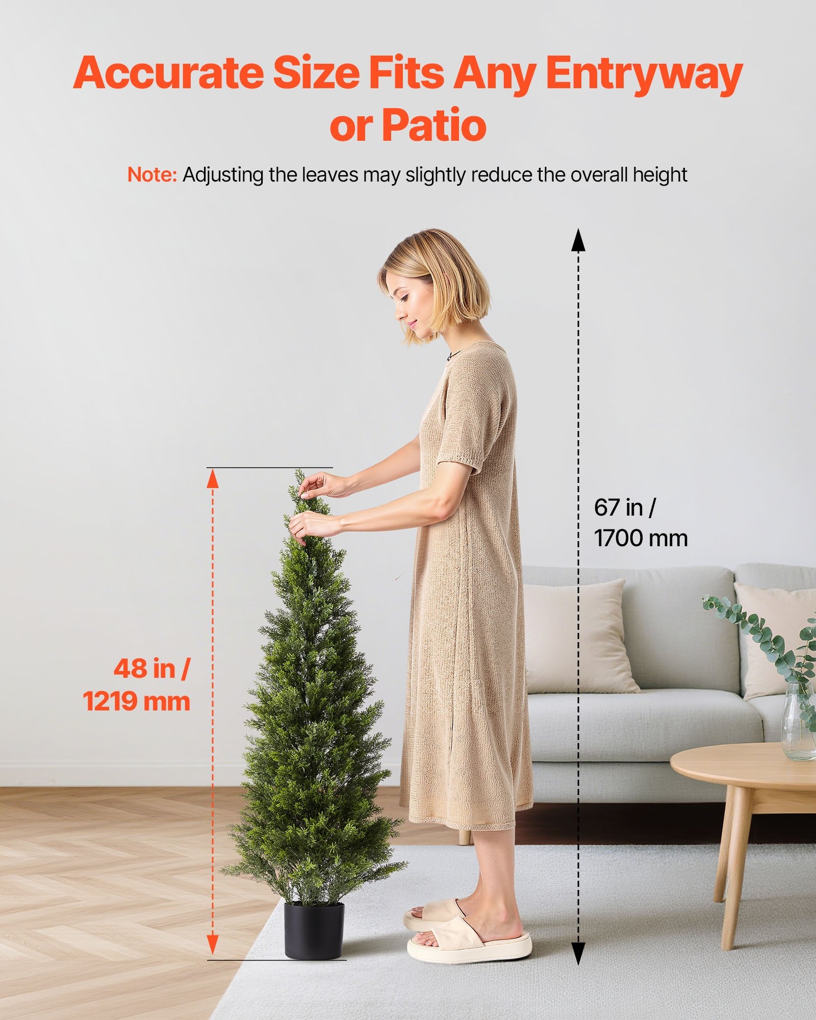48" Faux Cedar Topiary Trees Set of 2 - Realistic Silk Pine Shrubs, Ideal for Front Porch, Patio, Garden, Office & Indoor Decor