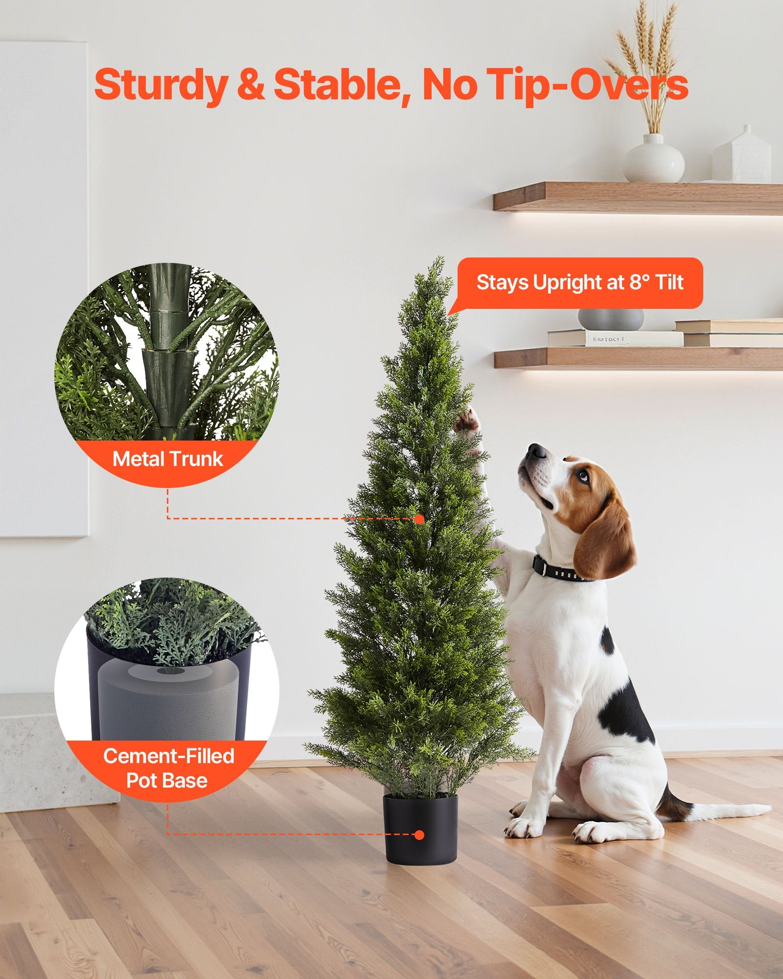 48" Faux Cedar Topiary Trees Set of 2 - Realistic Silk Pine Shrubs, Ideal for Front Porch, Patio, Garden, Office & Indoor Decor