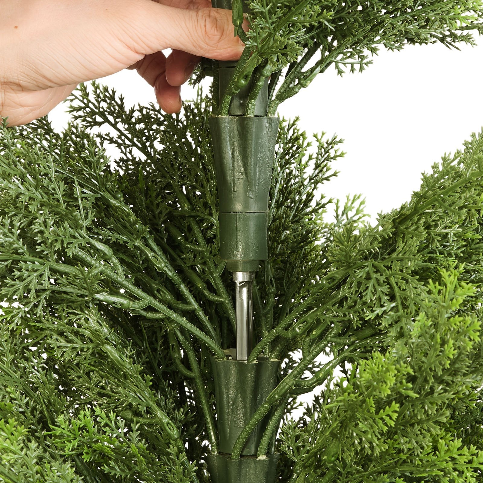 48" Faux Cedar Topiary Trees Set of 2 - Realistic Silk Pine Shrubs, Ideal for Front Porch, Patio, Garden, Office & Indoor Decor