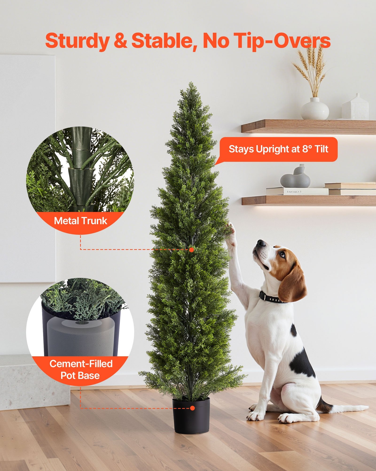 60-Inch Artificial Topiary Cedar Trees Set of 2 - Realistic Faux Pine Shrubs for Indoor & Outdoor Decor, Weather-Resistant with Heavy Base
